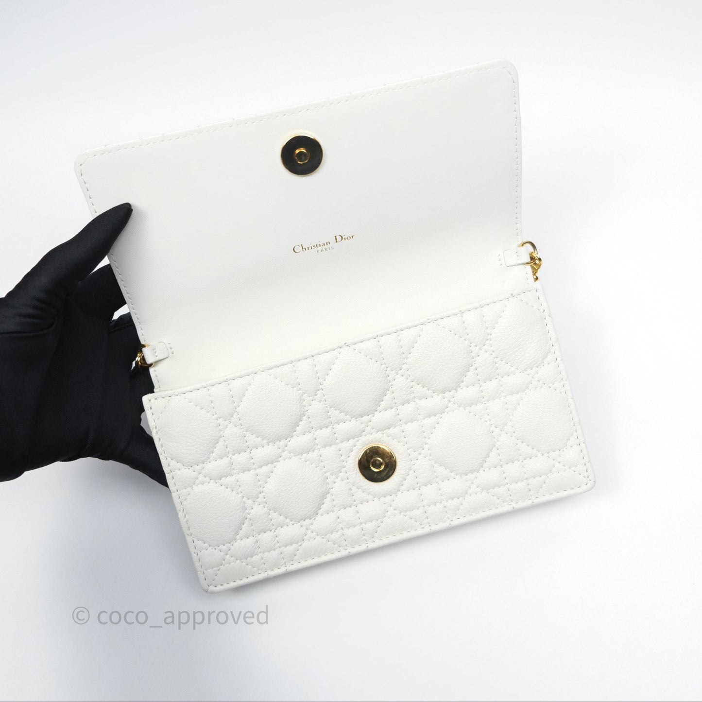 Dior Caro Pouch with Chain Latte Supple Cannage Calfskin