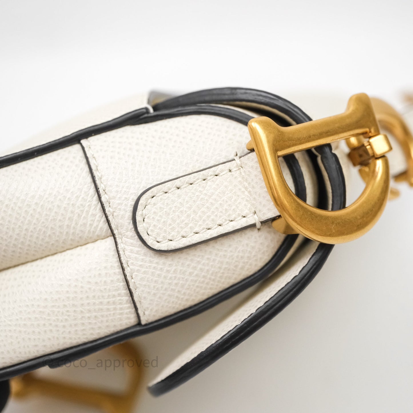 Christian Dior Mini Saddle Bag White Grained Calfskin Gold Hardware