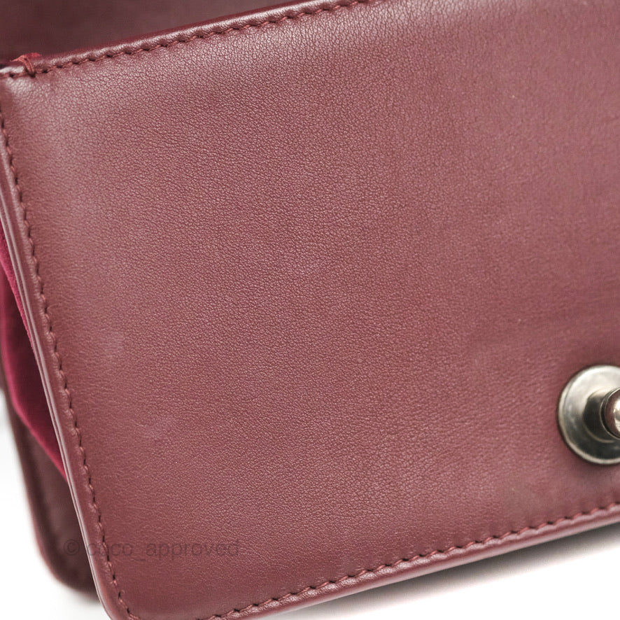 Chanel Small Boy Burgundy Velvet Ruthenium Hardware