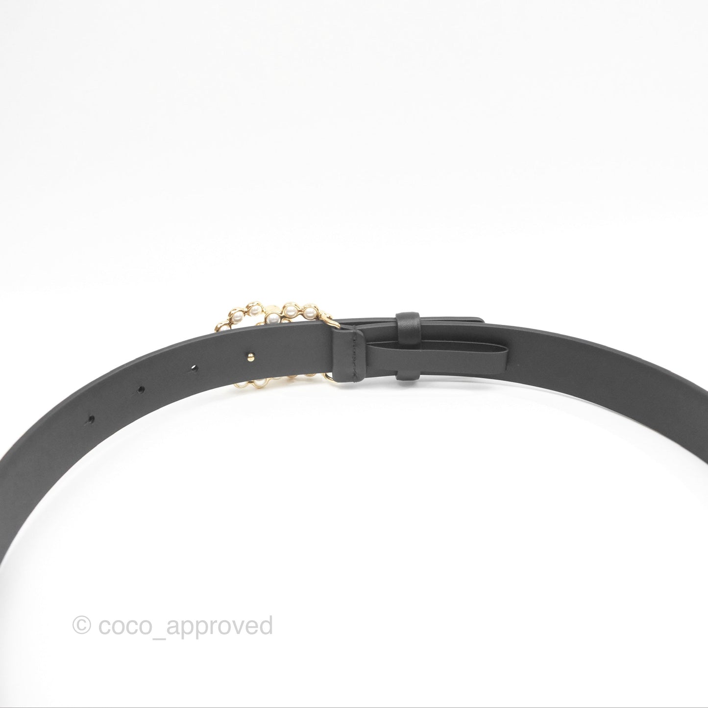Chanel Pearl CC Belt Black Size 75 24S