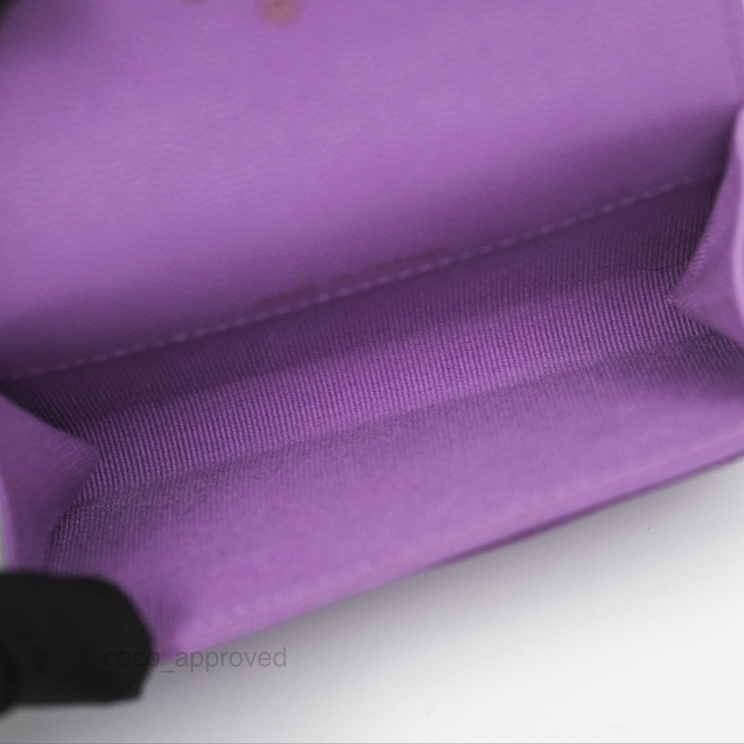 Chanel Classic Quilted Flap Card Holder Purple Caviar Gold Hardware