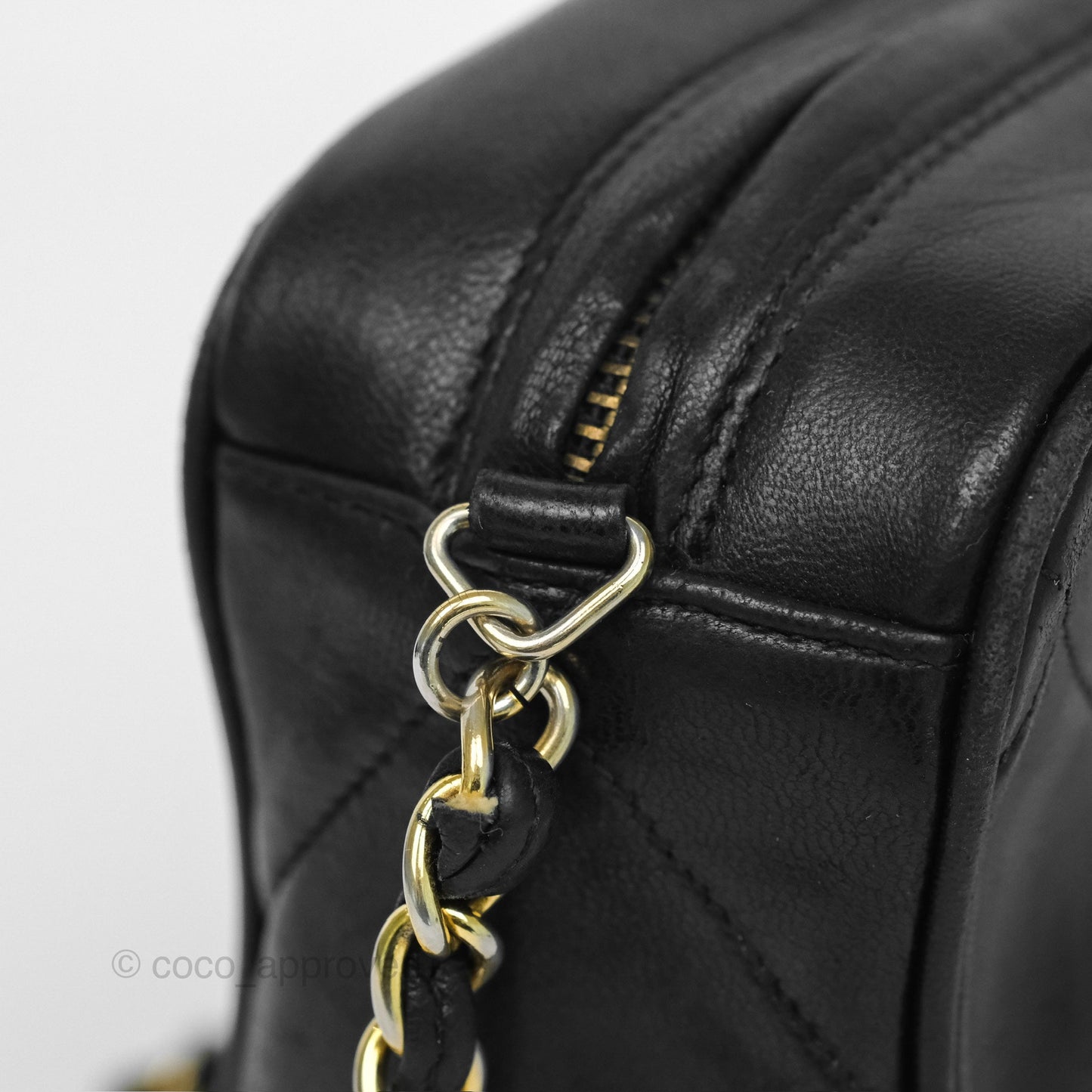 Chanel Vintage Small Camera Bag Black Lambskin Gold Hardware