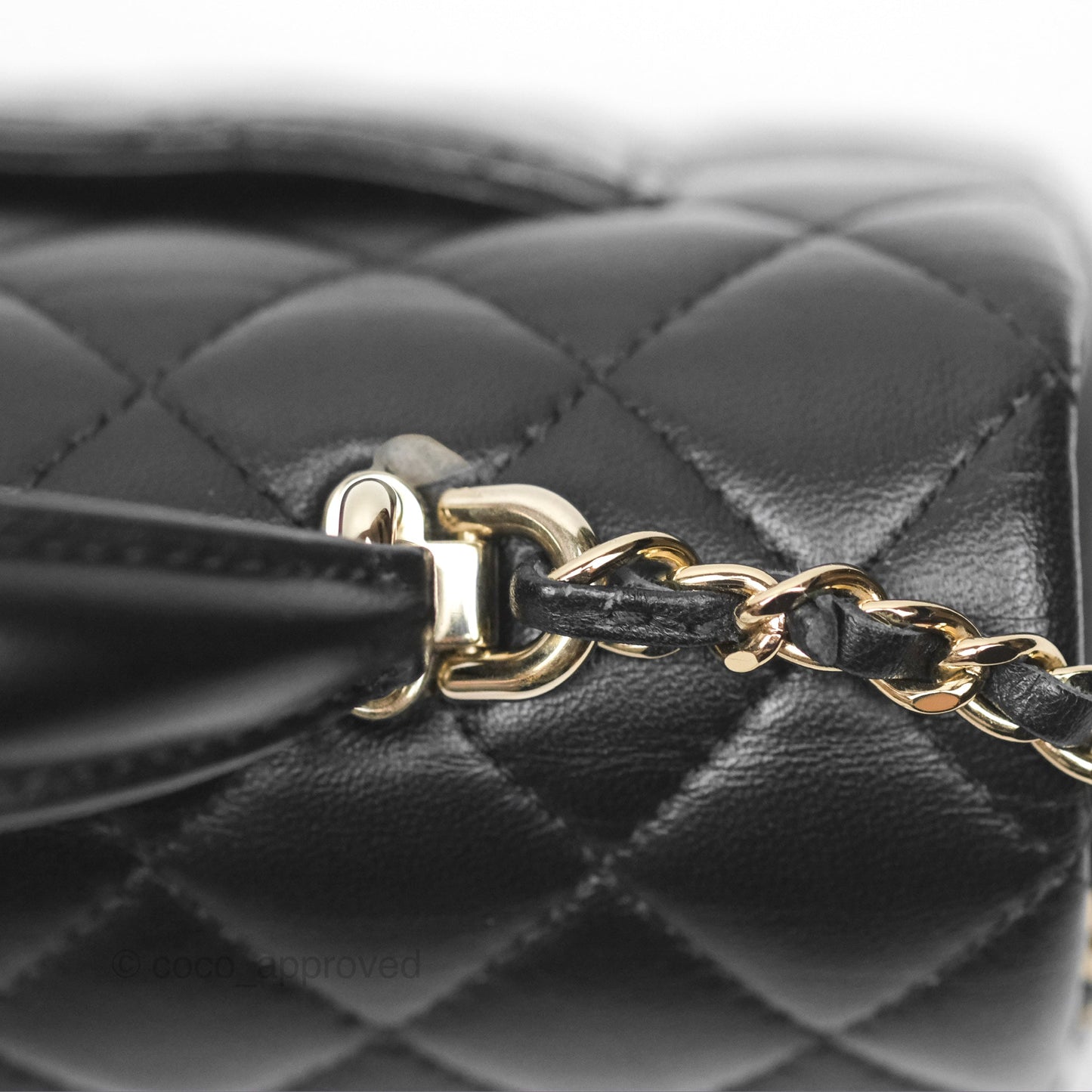 Chanel Top Handle Mini Rectangular Flap Bag Black Lambskin Gold Hardware