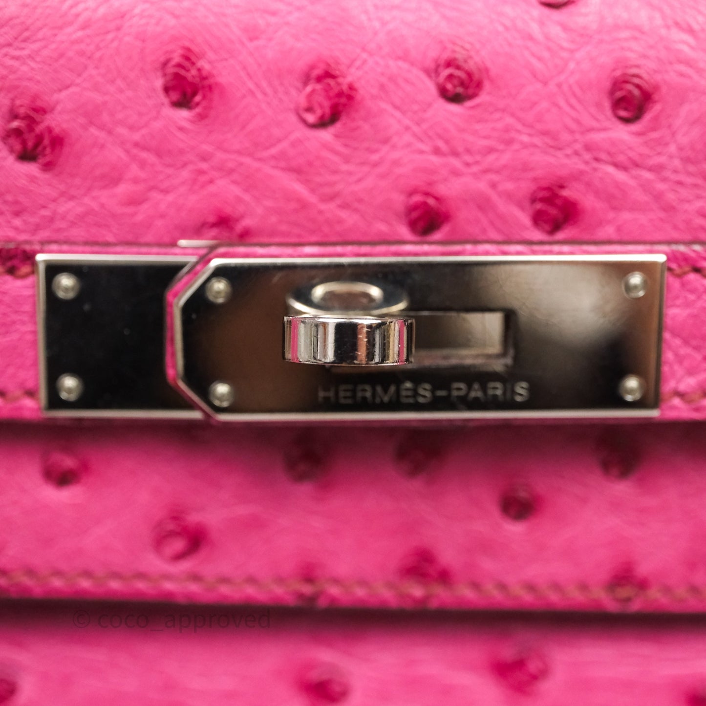 Hermes Kelly 32 Fuchsia Ostrich Palladium Hardware