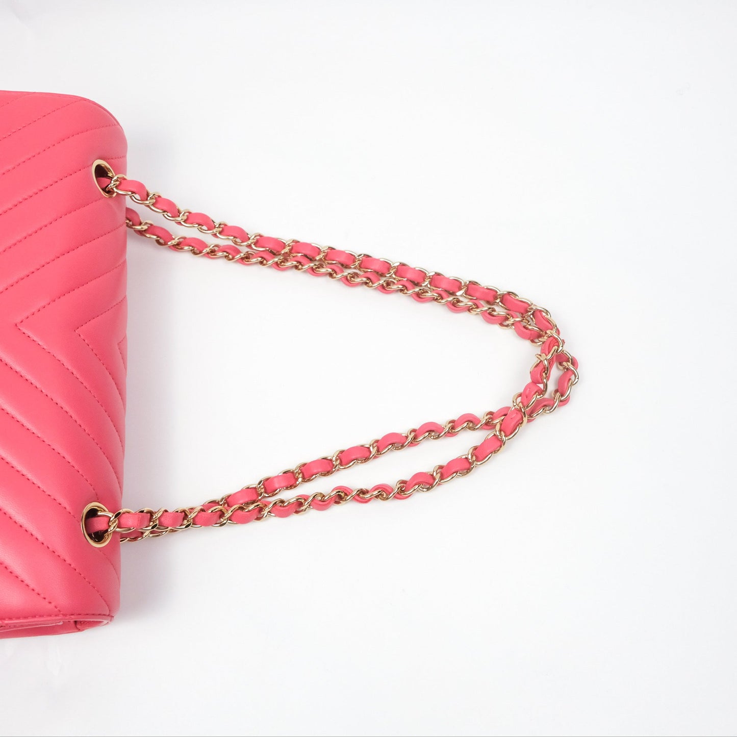 Chanel Medium Classic Flap Chevron Pink Lambskin Gold Hardware