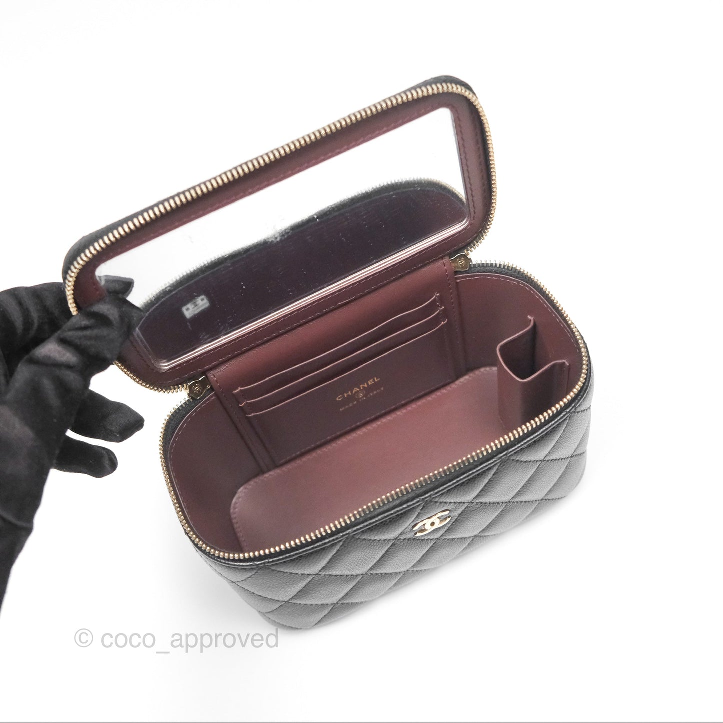 Chanel Vanity Rectangular With Chain Black Caviar Gold Hardware