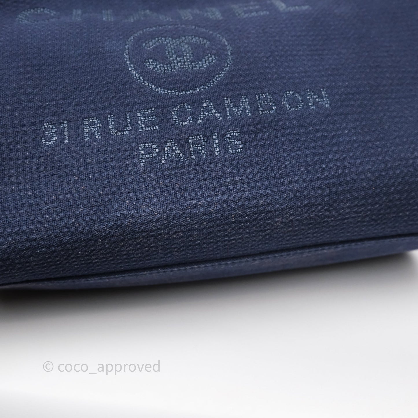 Chanel Large Deauville Navy Canvas Silver Hardware