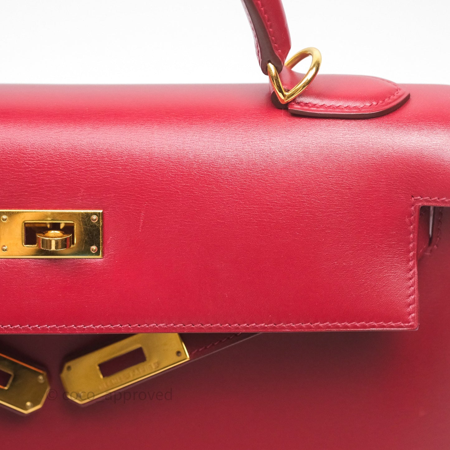 Hermès Vintage Kelly 32 Sellier Rouge Hermes 55 Box Leather Gold Hardware