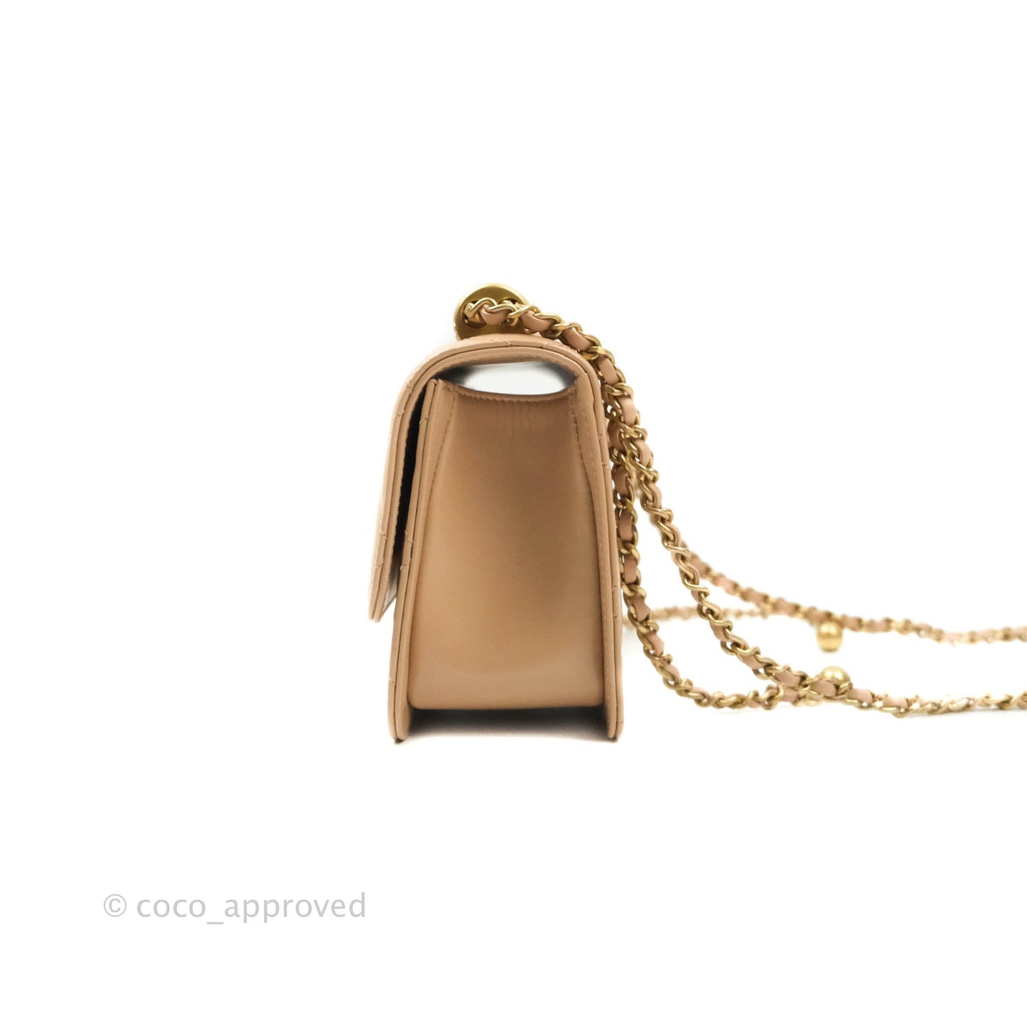Chanel Quilted Mini Perfect Fit Adjustable Beige Calfskin Gold Hardware 21A
