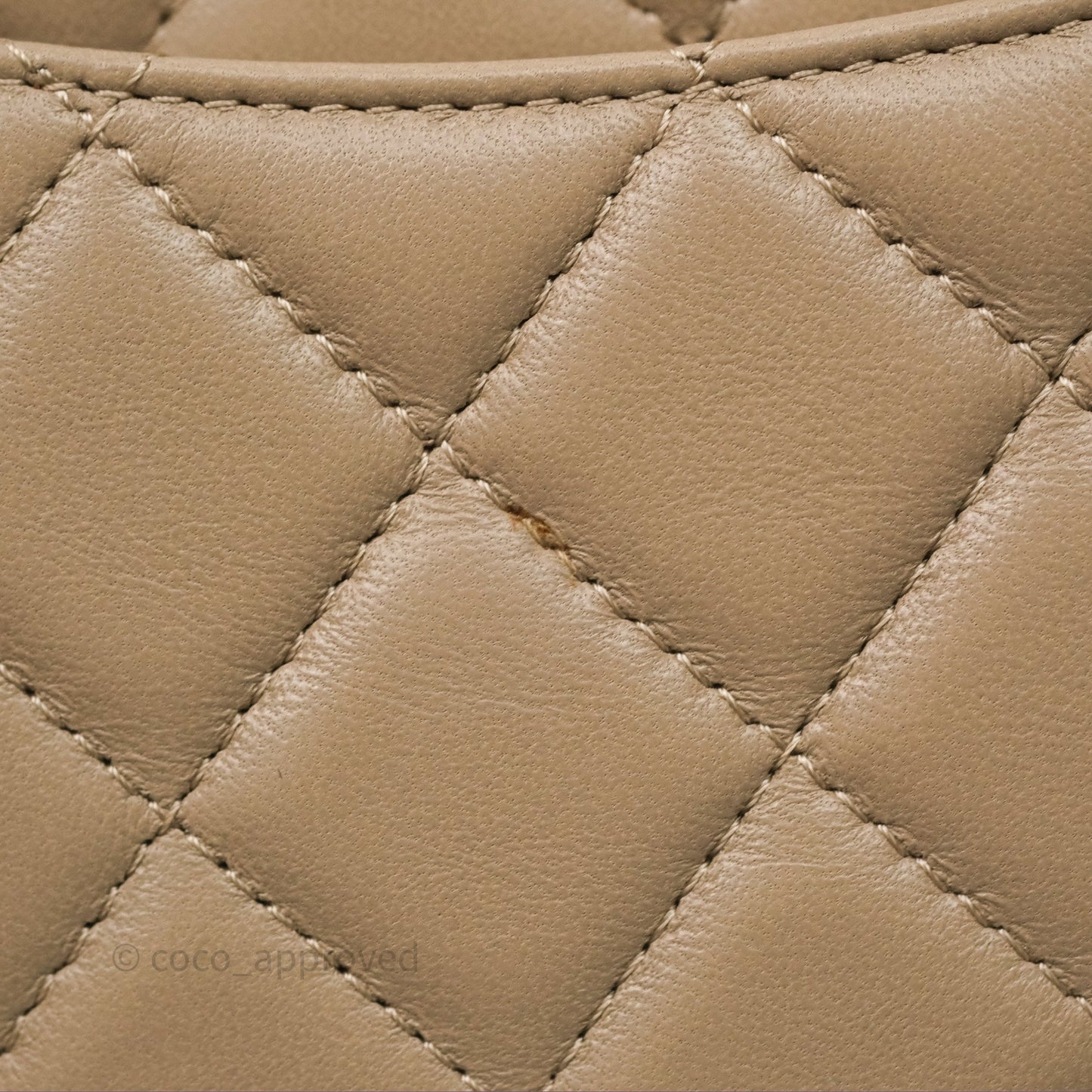 Chanel Quilted Mini Rectangular Flap Beige Lambskin Gold Hardware