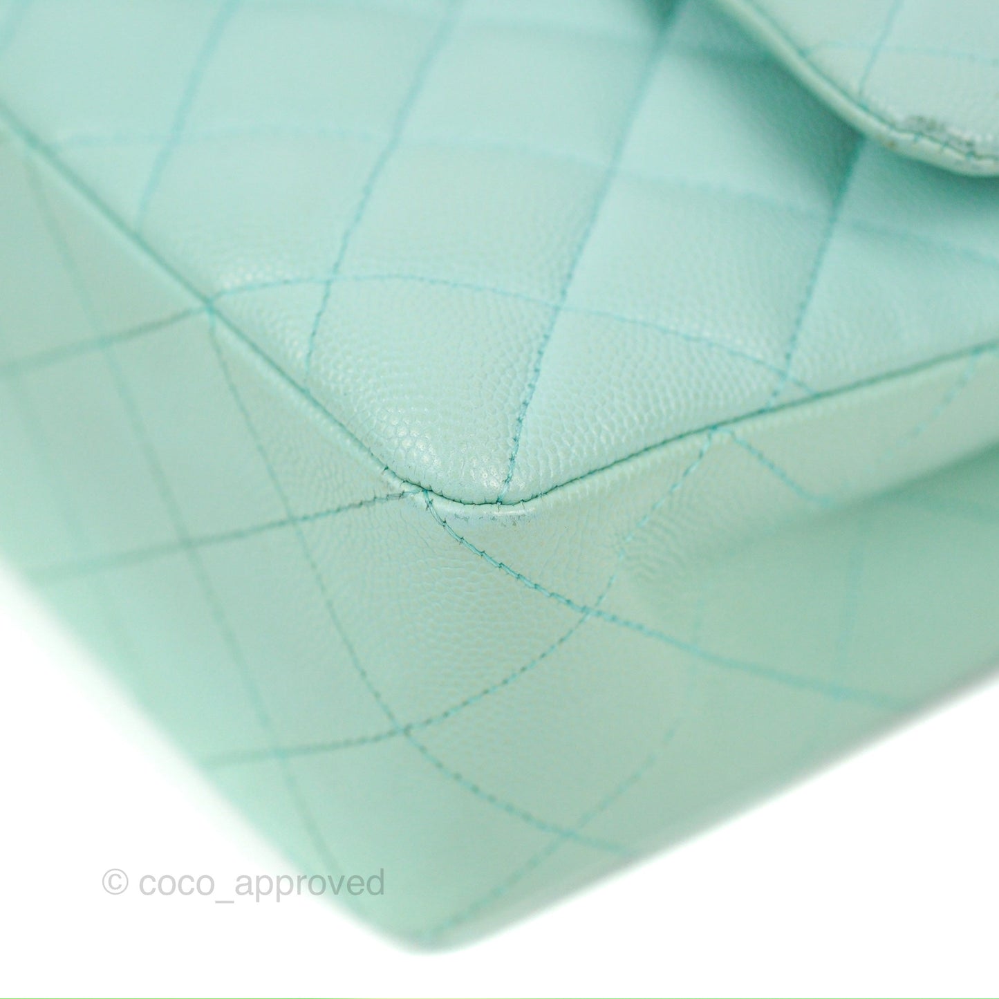 Chanel Small Classic Quilted Flap Tiffany Blue Caviar Gold Hardware 20C