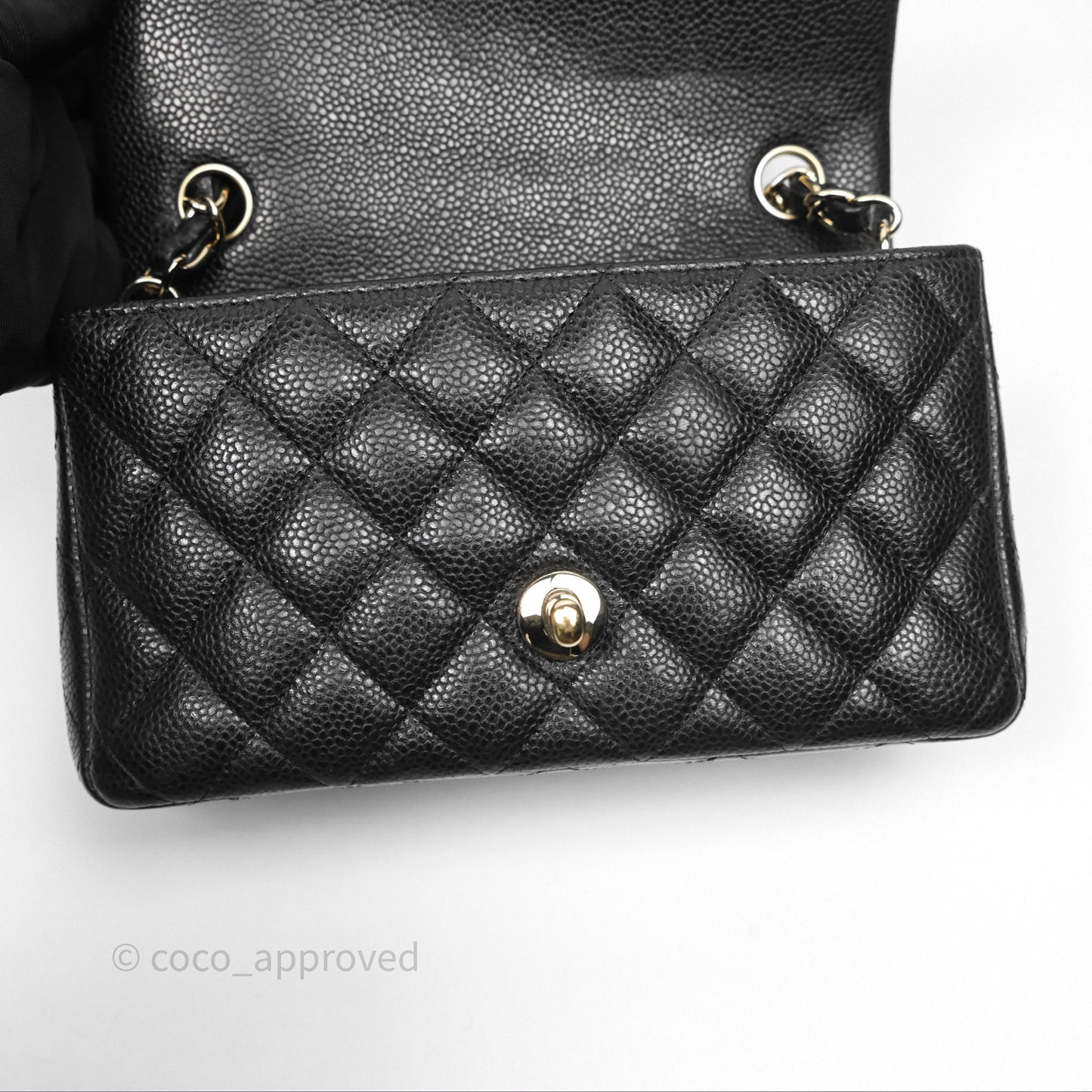 Chanel Quilted Mini Rectangular Black Caviar Gold Hardware