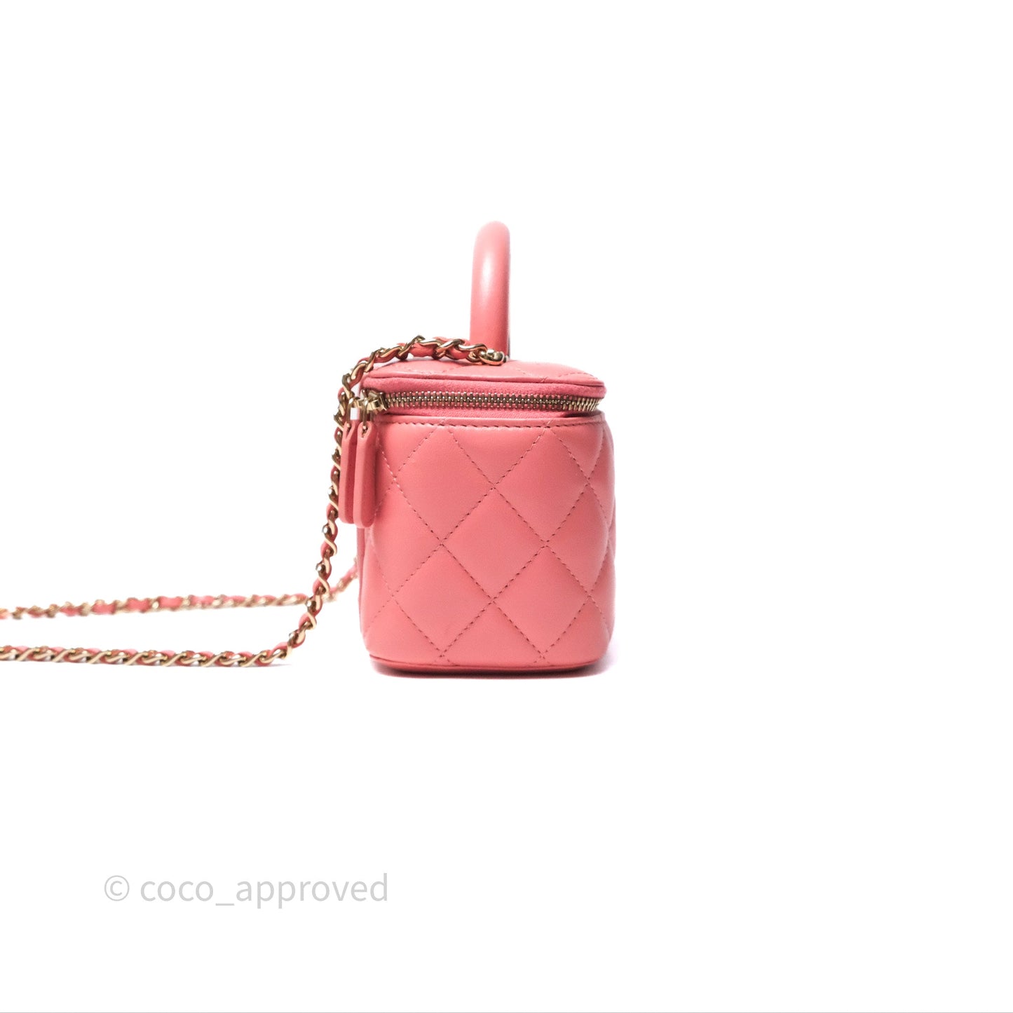 Chanel Vanity Rectangular Top Handle Pink Lambskin Gold Hardware