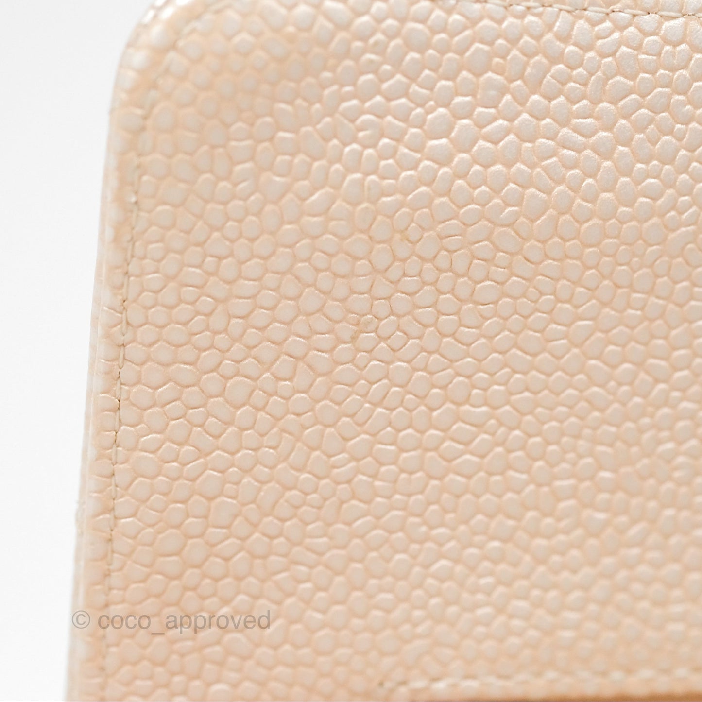 Chanel Classic M/L Medium Flap Quilted Pearly Ivory Beige Caviar Matte Gold Hardware 12P