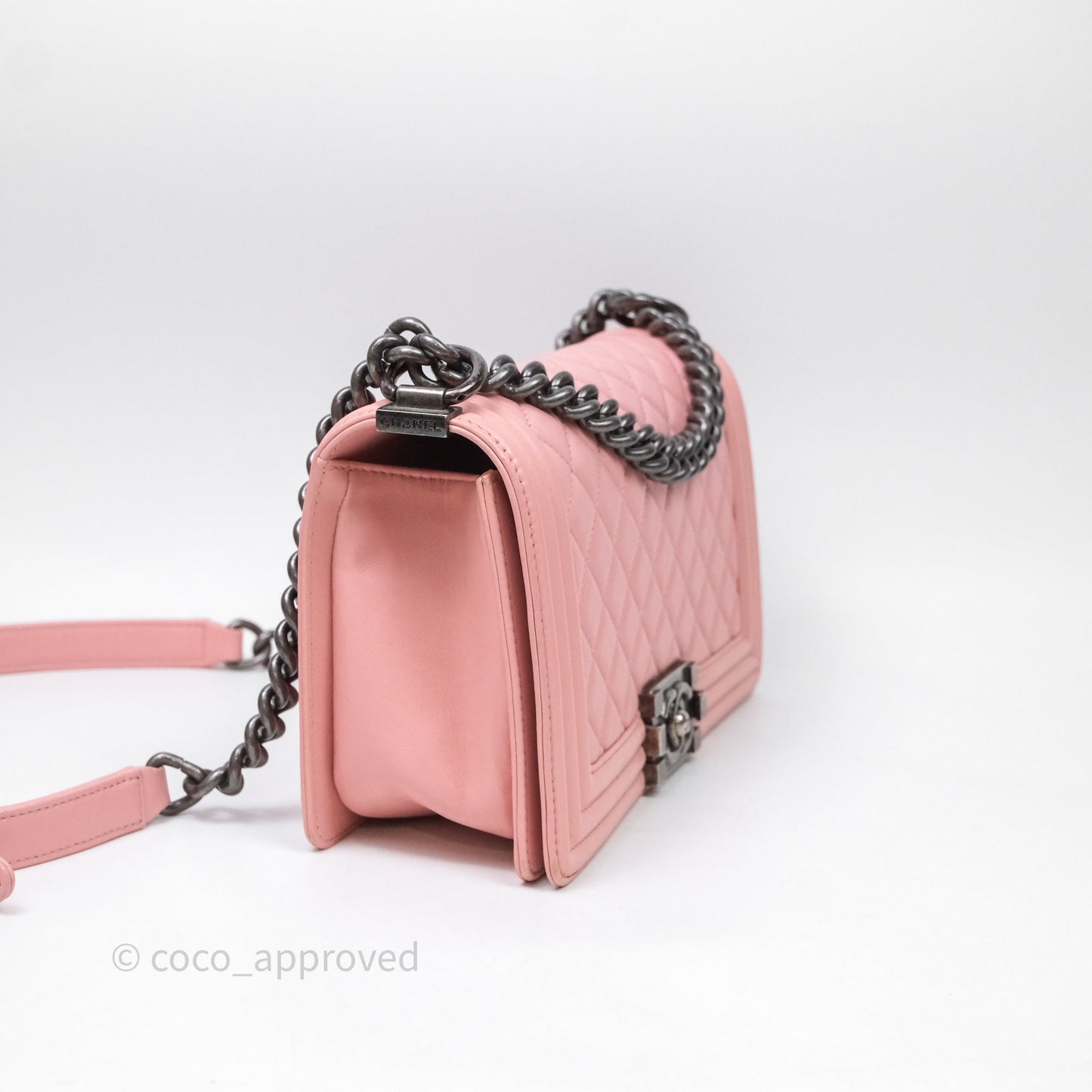 Chanel Quilted Medium Boy Pink Lambskin Ruthenium Hardware