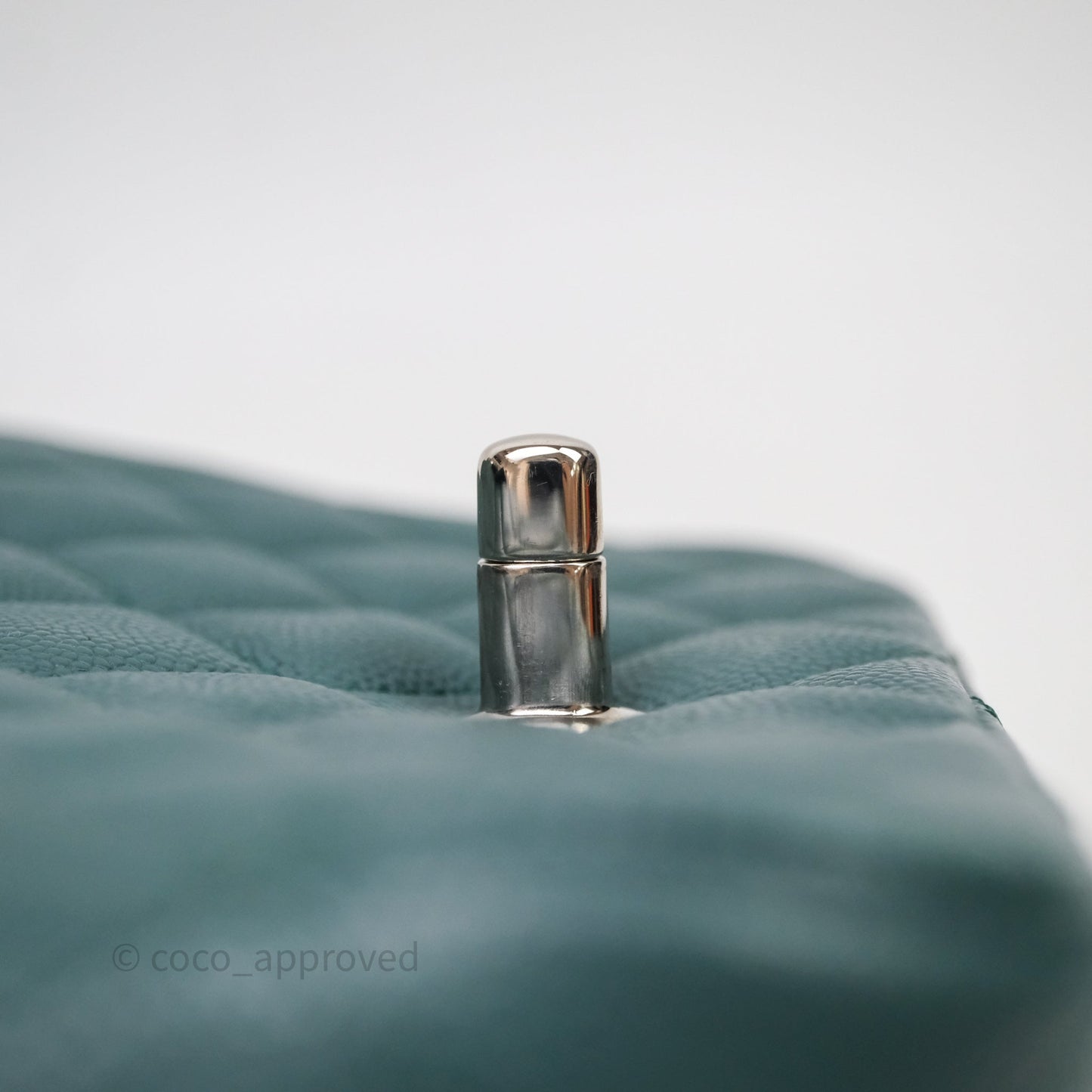 Chanel Quilted Mini Square Flap Dark Green Caviar Silver Hardware