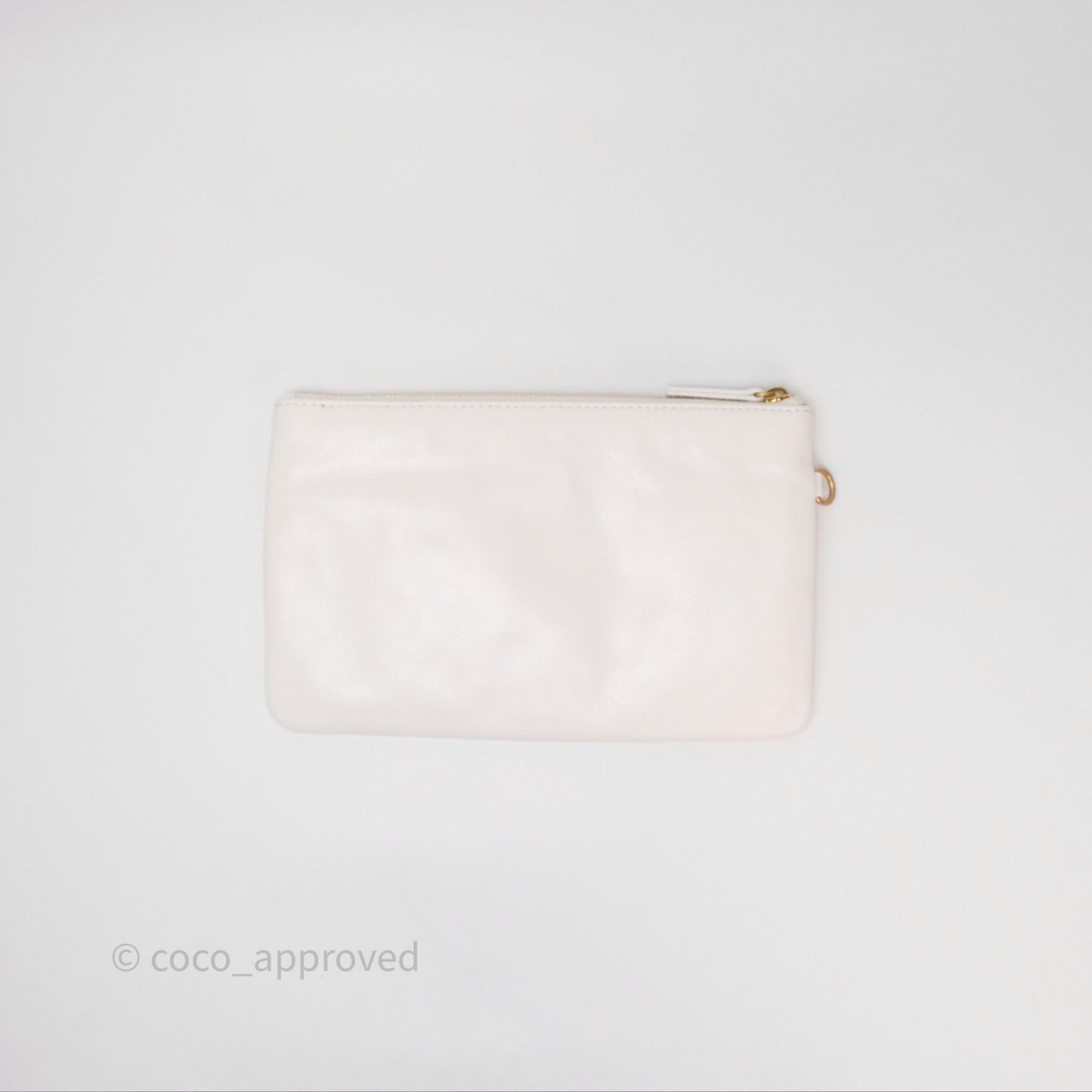 Chanel 22 Small White Shiny Calfskin Aged Gold Hardware