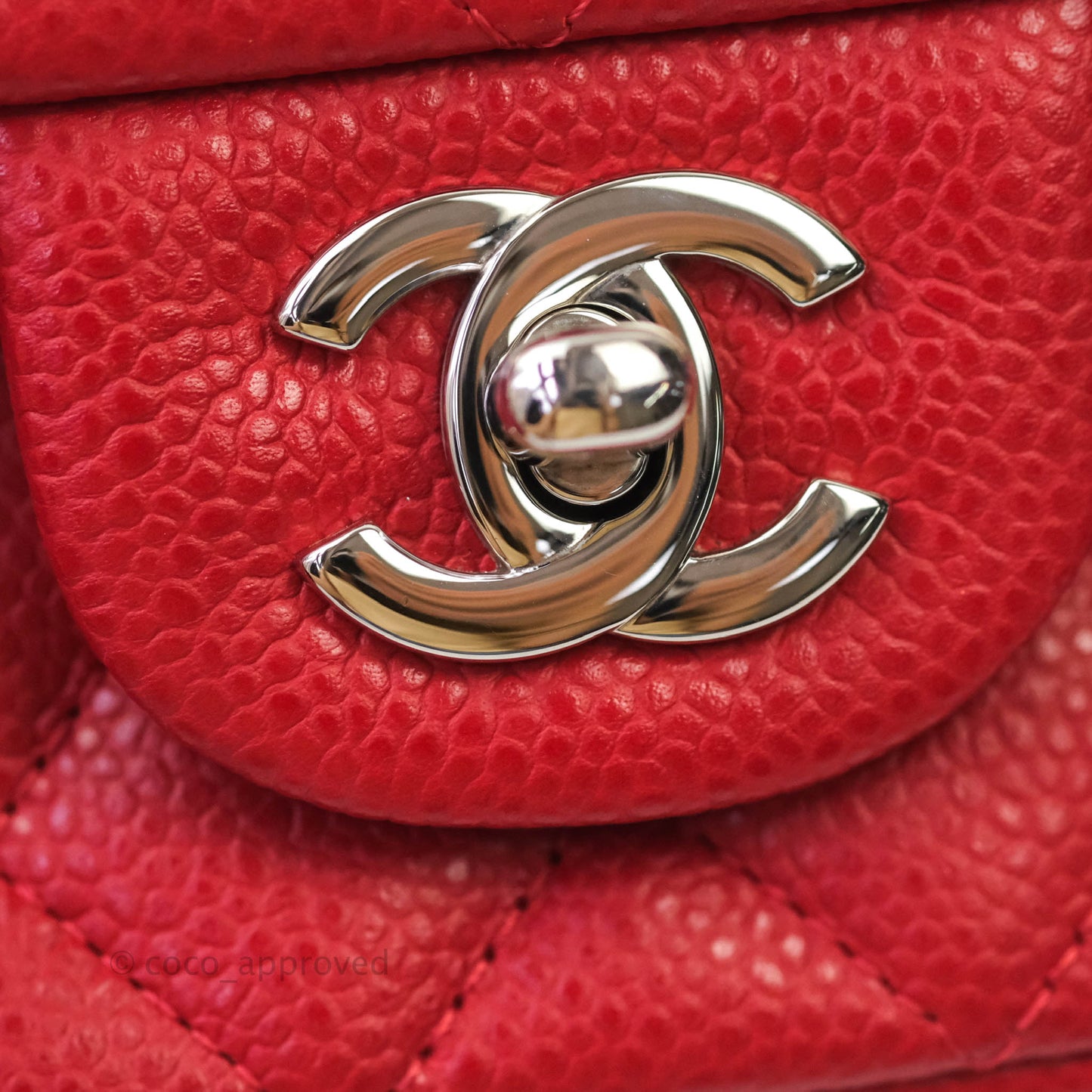 Chanel Classic Quilted Mini Rectangular Flap Red Caviar Silver Hardware