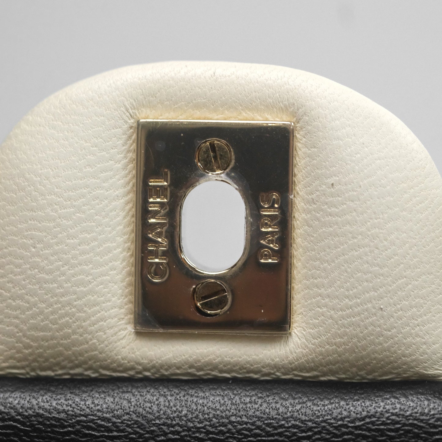Chanel Mini Rectangular Flap Quilted Black White Lambskin Gold Hardware