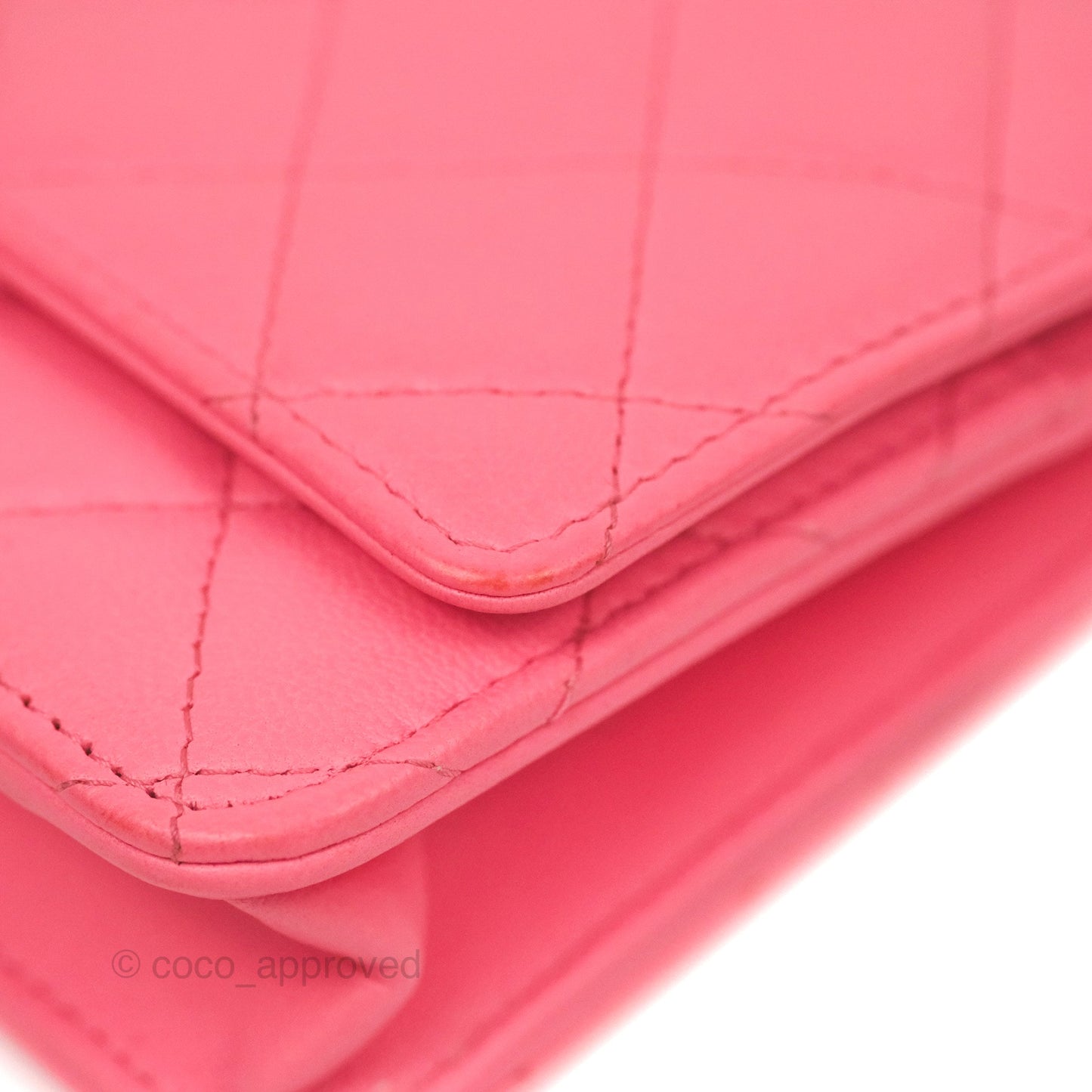 Chanel Quilted Pearl Crush Wallet on Chain WOC Pink Lambskin Aged Gold Hardware