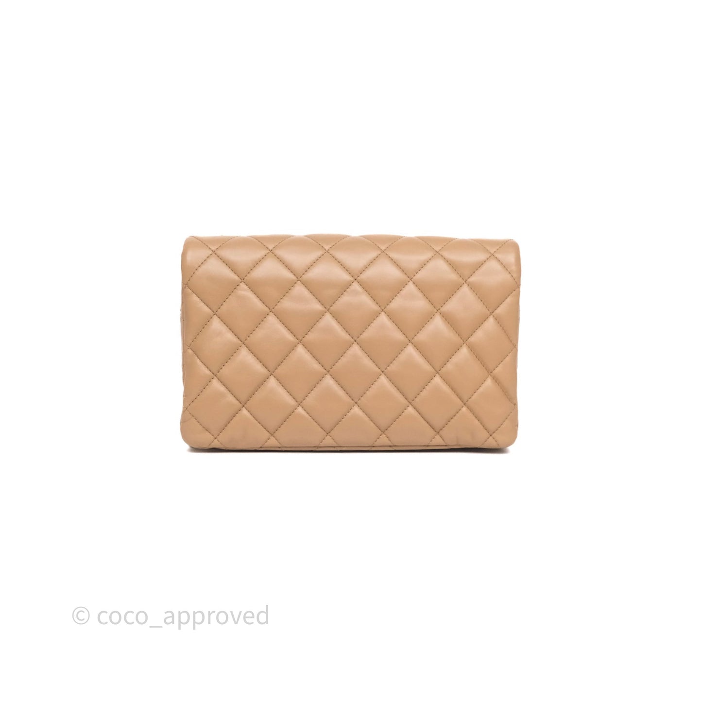 Chanel Medium All Slide Adjustable Chain Flap Bag Beige Lambskin Aged Gold Hardware