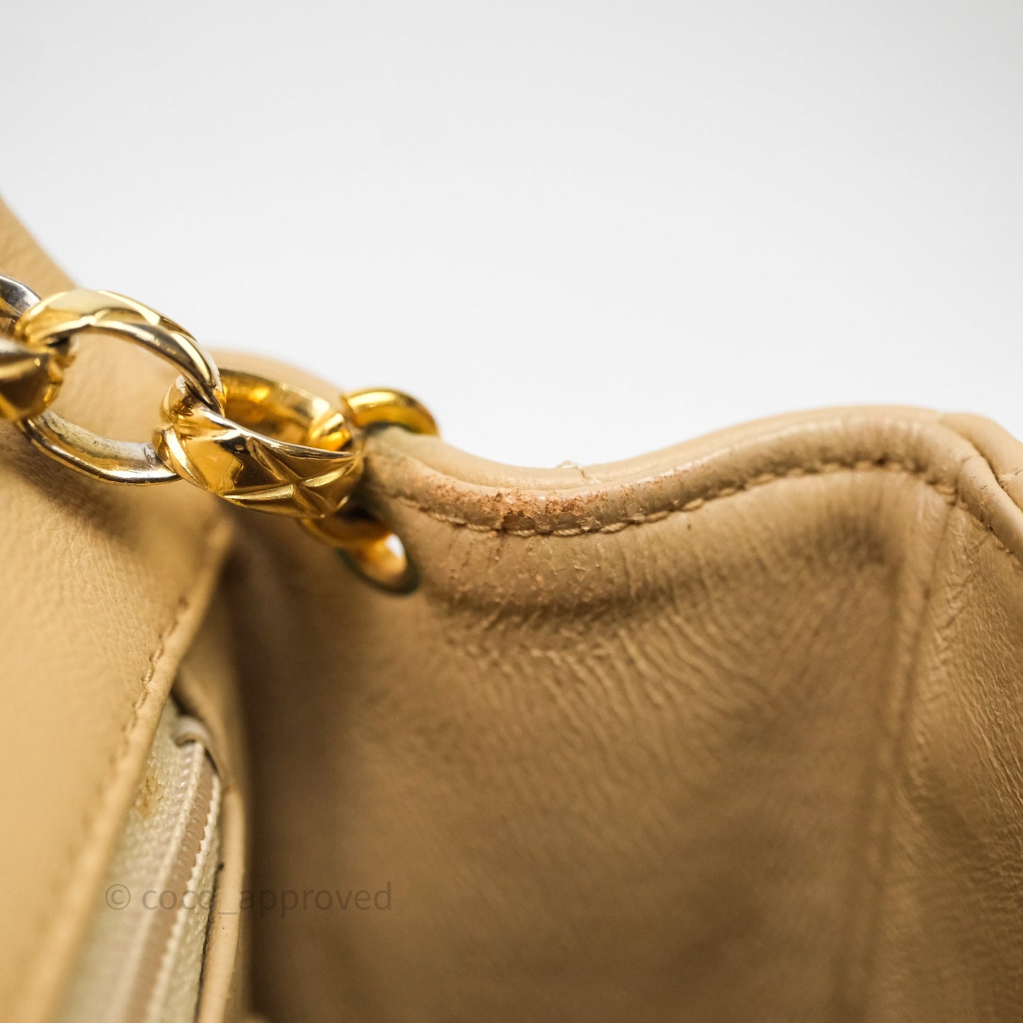 Chanel Vintage Mini Flap Bag Beige Lambskin Gold Hardware