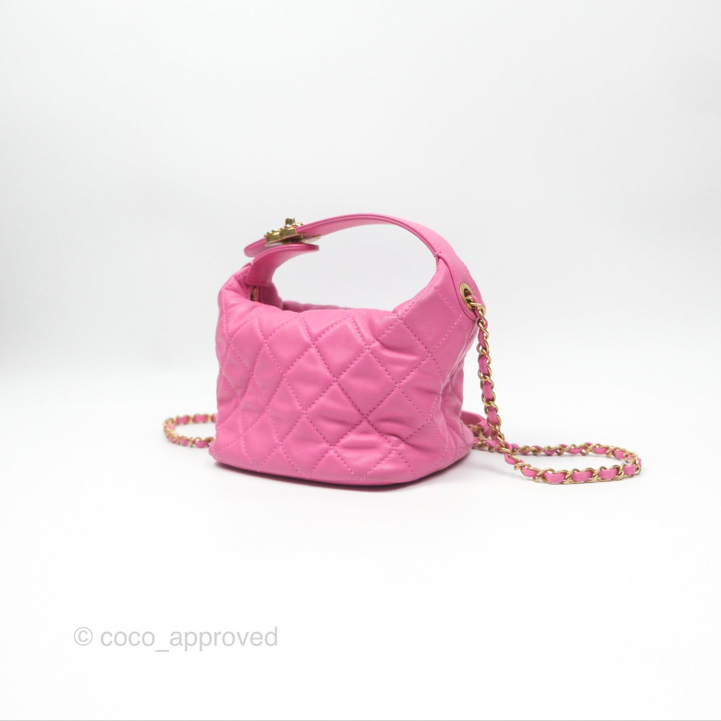 Chanel Quilted Small Perfect Meeting Hobo Pink Lambskin Aged Gold Hardware