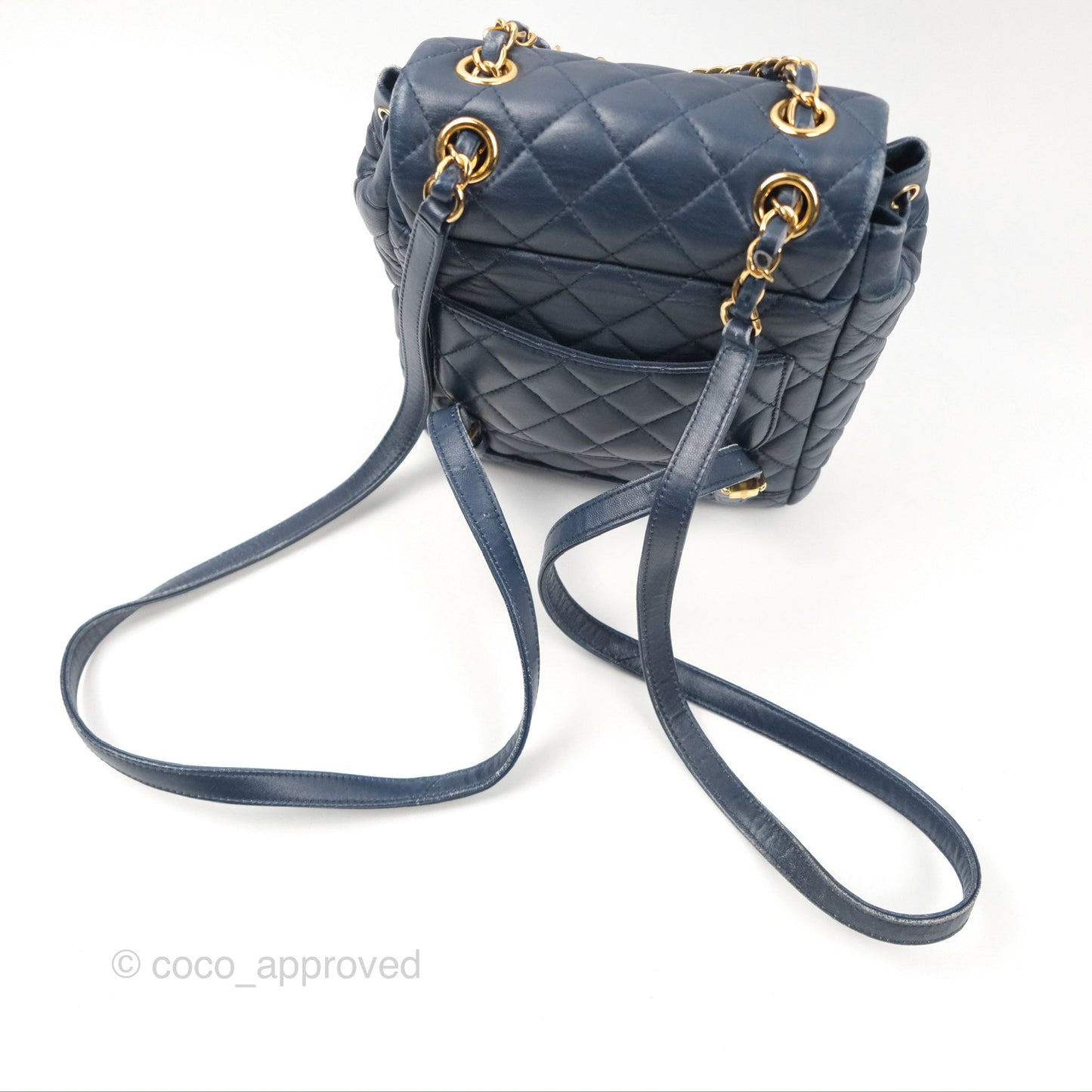 Chanel Mini Navy Calfskin Urban Spirit Backpack ⁣⁣⁣⁣⁣⁣⁣⁣⁣⁣⁣⁣⁣⁣Gold Hardware