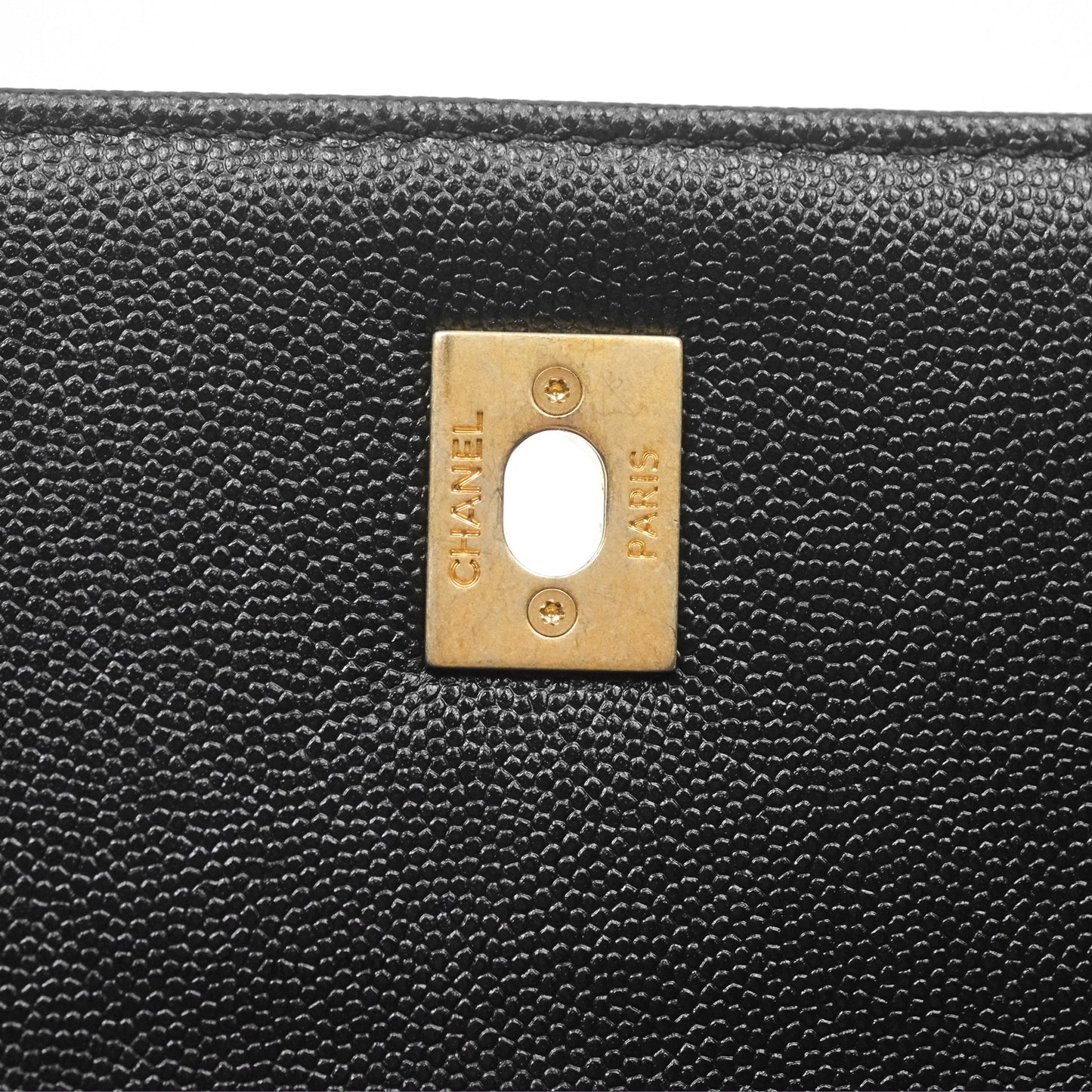 Chanel Chain Flap Bag Black Caviar Aged Gold Hardware 23A
