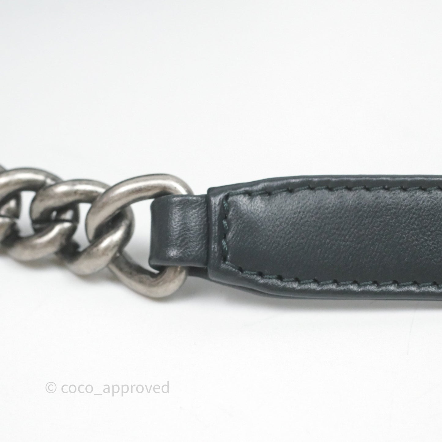 Chanel Small Boy Quilted Dark Green Velvet Ruthenium Hardware