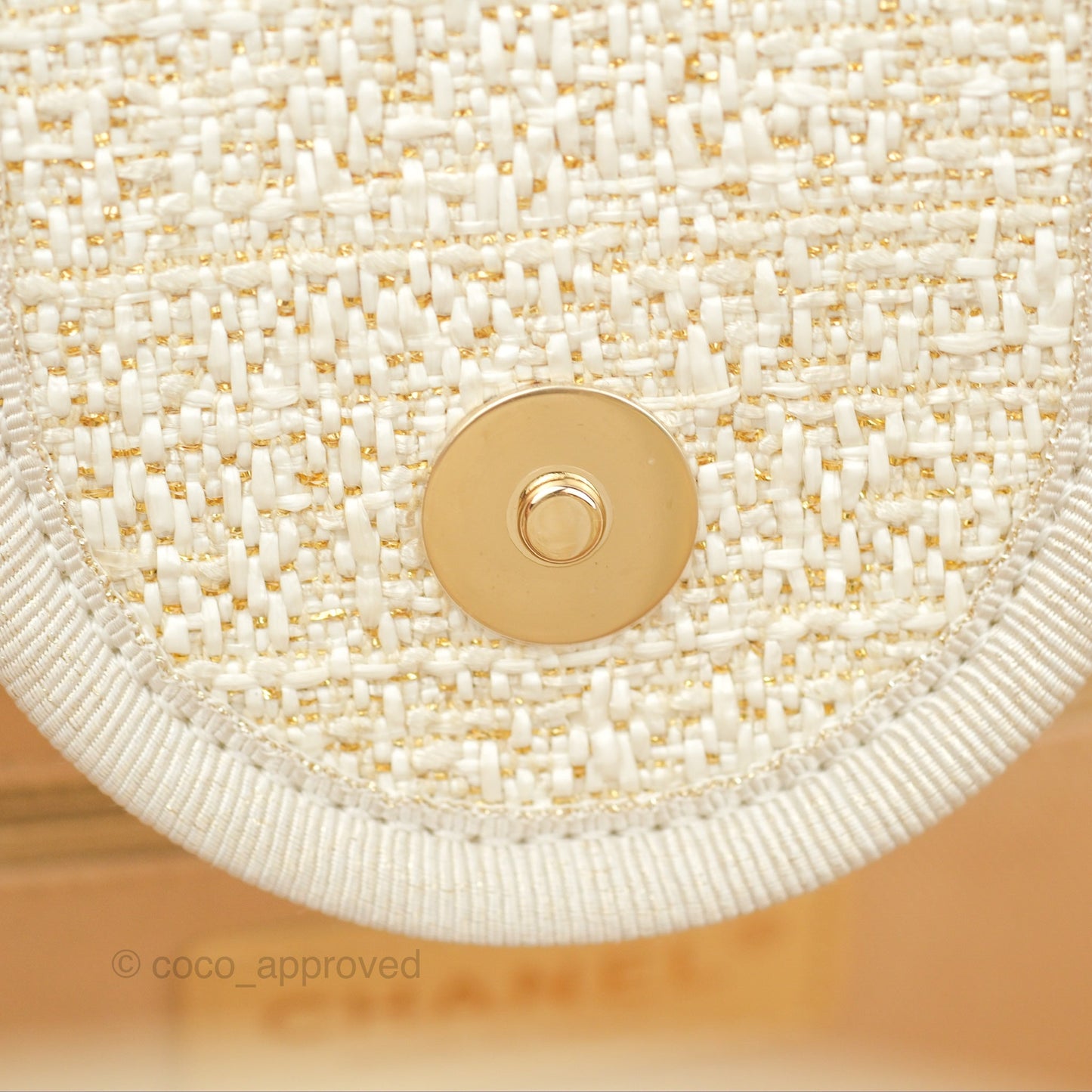 Chanel Large Deauville Ivory/Gold Canvas Gold Hardware