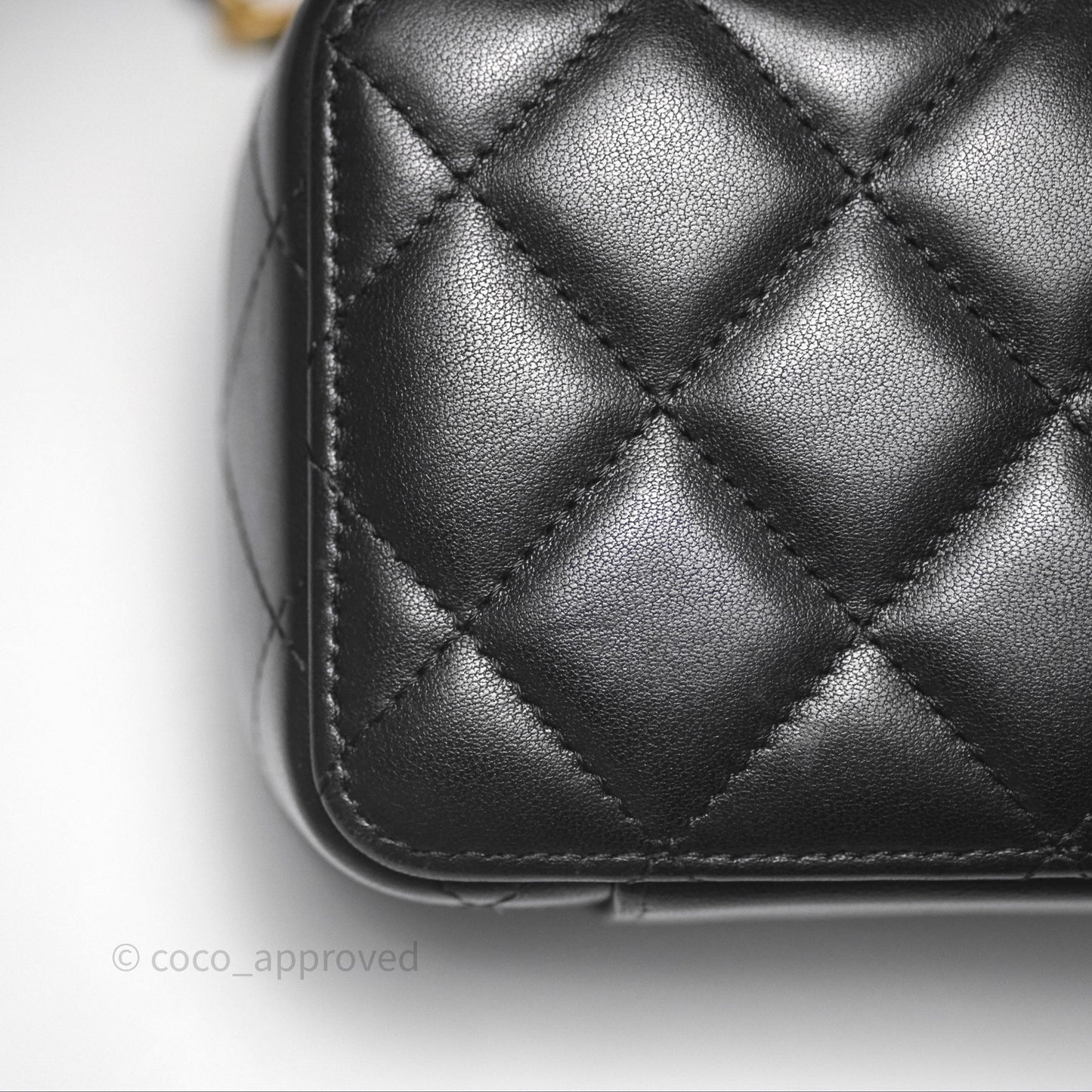 Chanel Top Handle Vanity Case Black Lambskin Aged Gold Hardware 22A