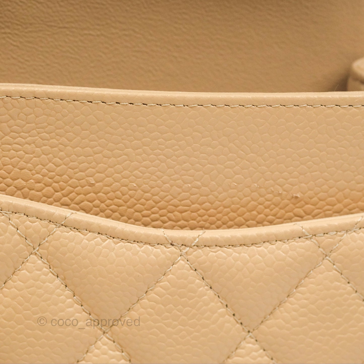 Chanel Classic M/L Medium Flap Quilted Beige Caviar Gold Hardware
