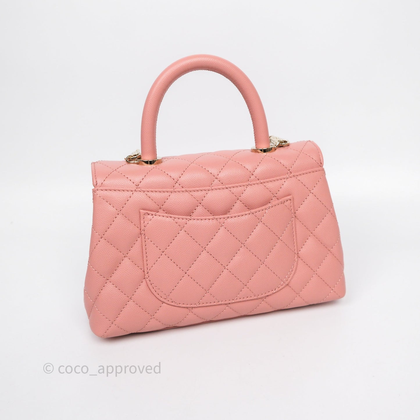 Chanel Small Coco Handle Quilted Pink Caviar Gold Hardware