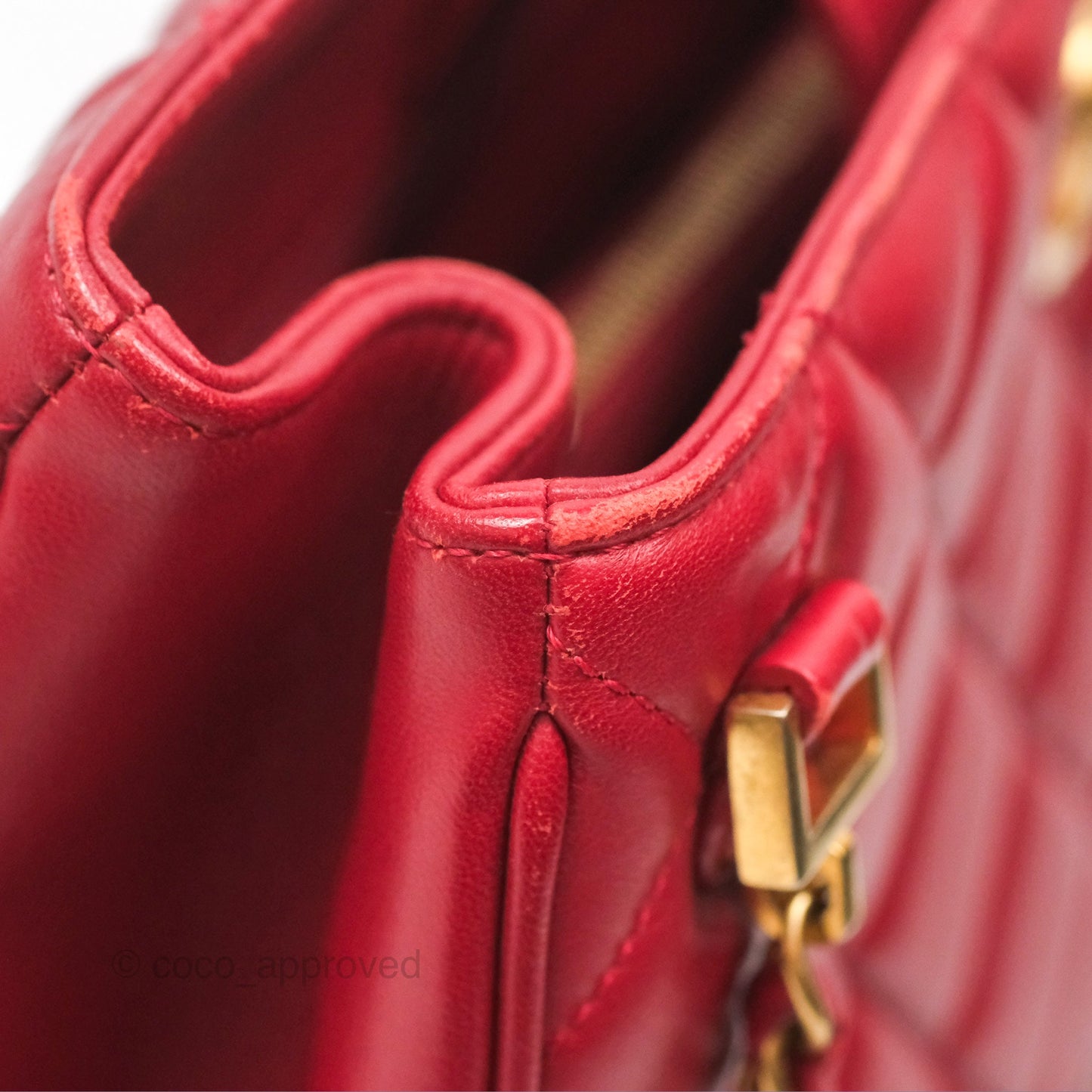 Chanel Tote Bag Red Lambskin Aged Gold Hardware