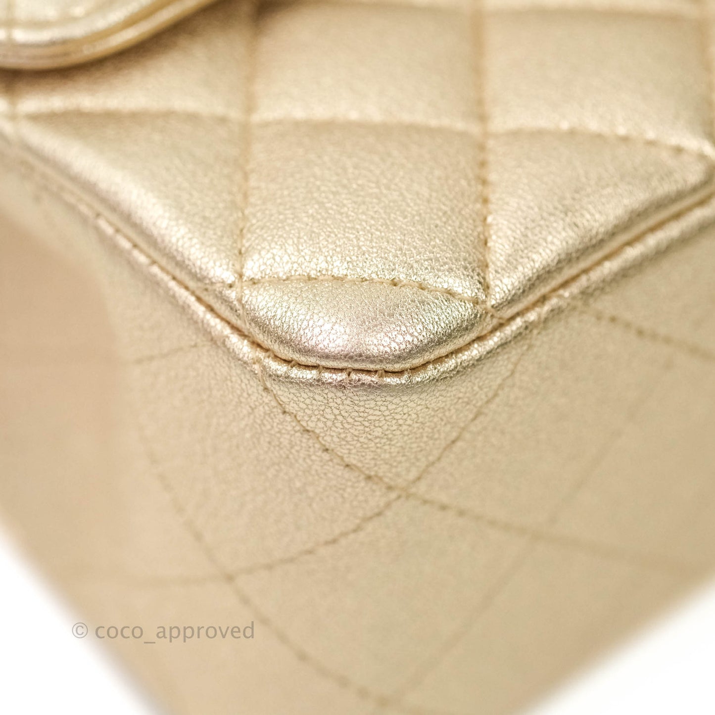 Chanel Quilted Mini Rectangular Iridescent Gold Lambskin Gold Hardware
