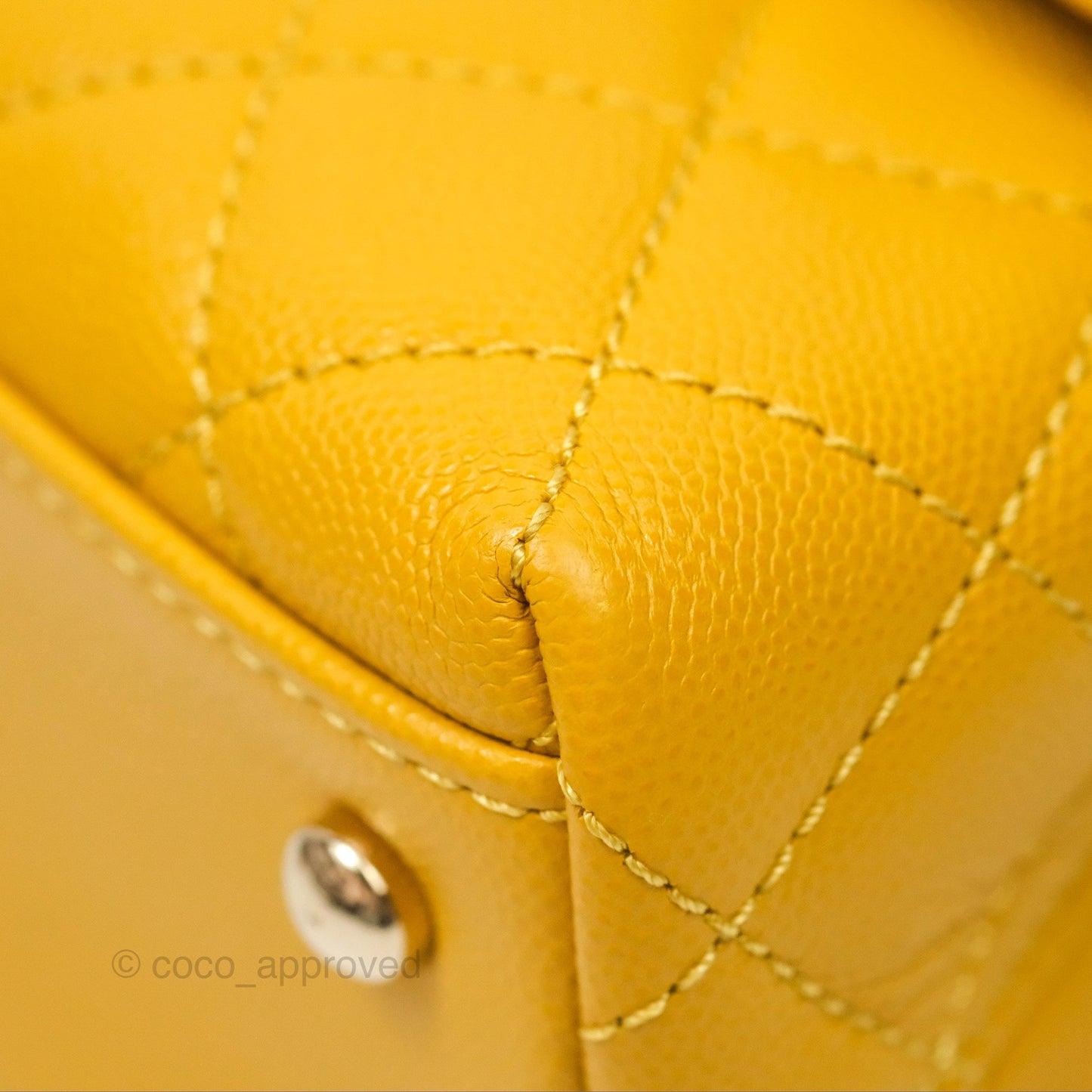 Chanel Small Coco Handle Mustard Yellow Caviar Gold Hardware