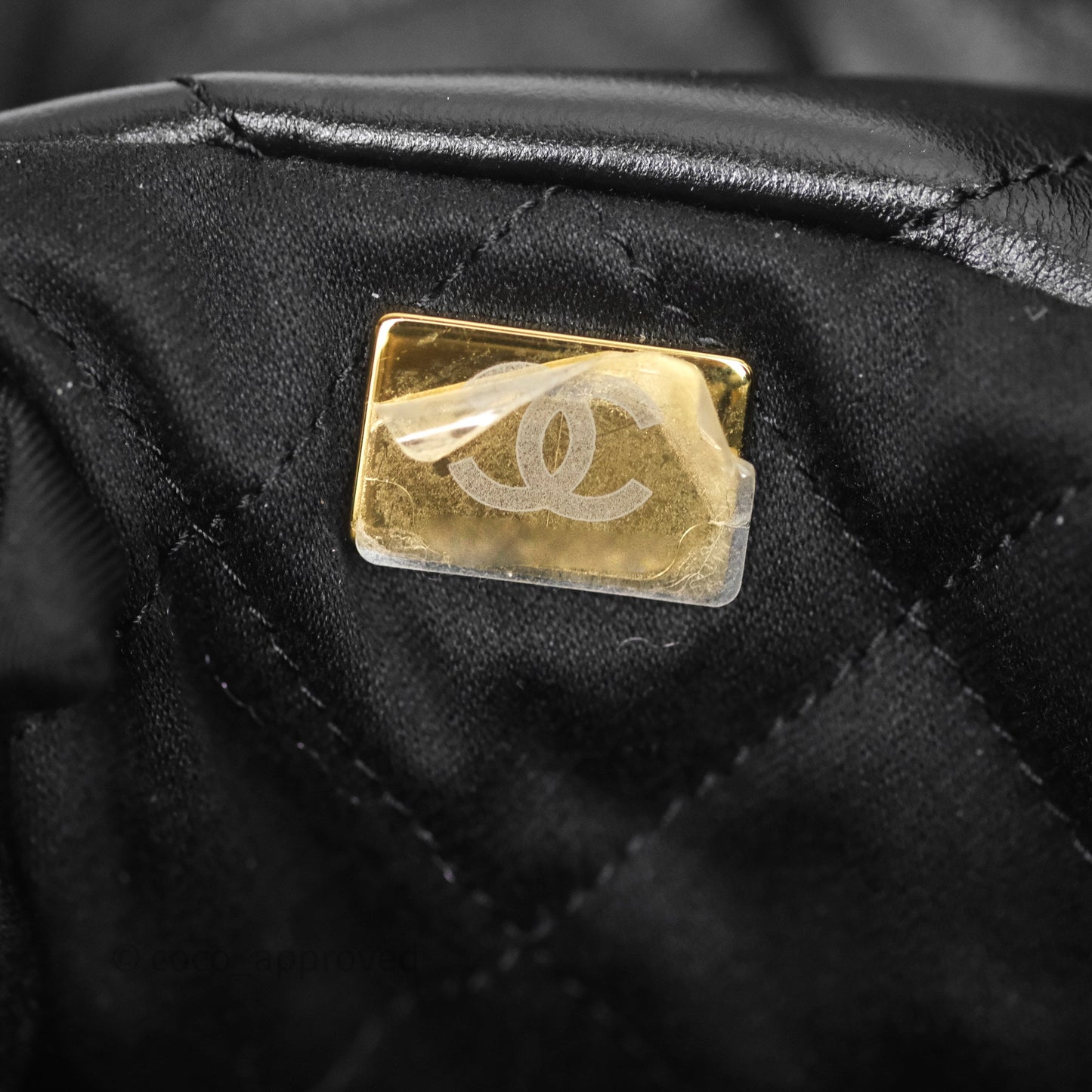 Chanel 22 Bag Small Black Shiny Calfskin Aged Gold Hardware