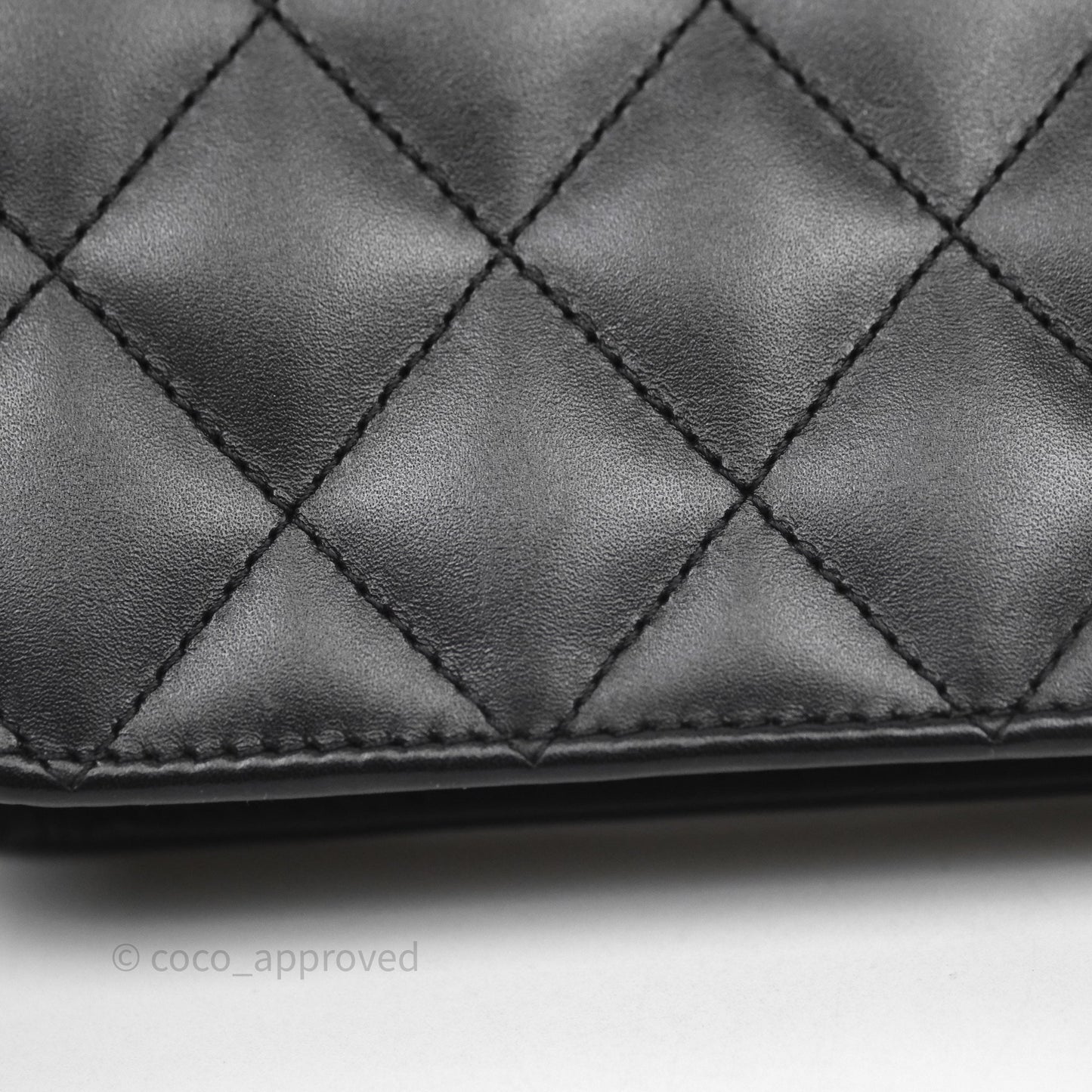 Chanel Quilted Cambon Wallet on Chain WOC Black Calfskin Silver Hardware