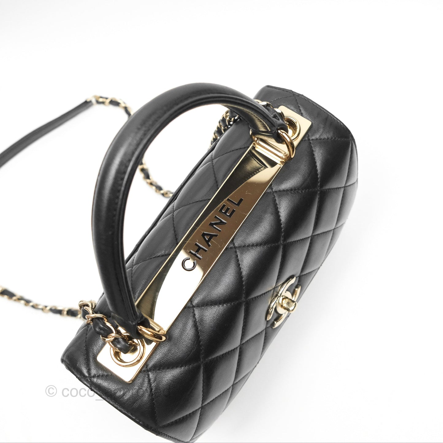 Chanel Small Trendy CC Black Lambskin Gold Hardware