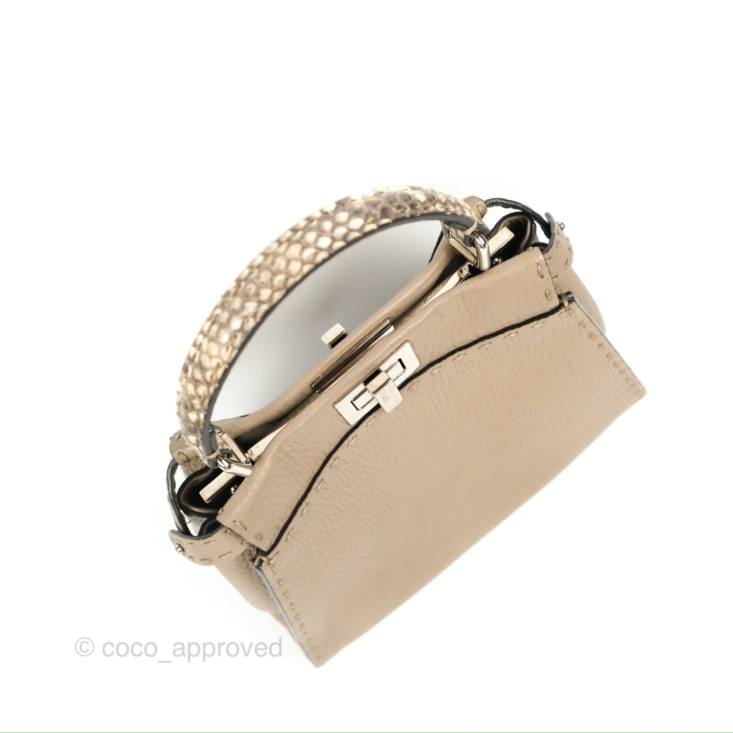 Fendi Mini Peekaboo Dove Grey Selleria Bag Cuoio Romano Python