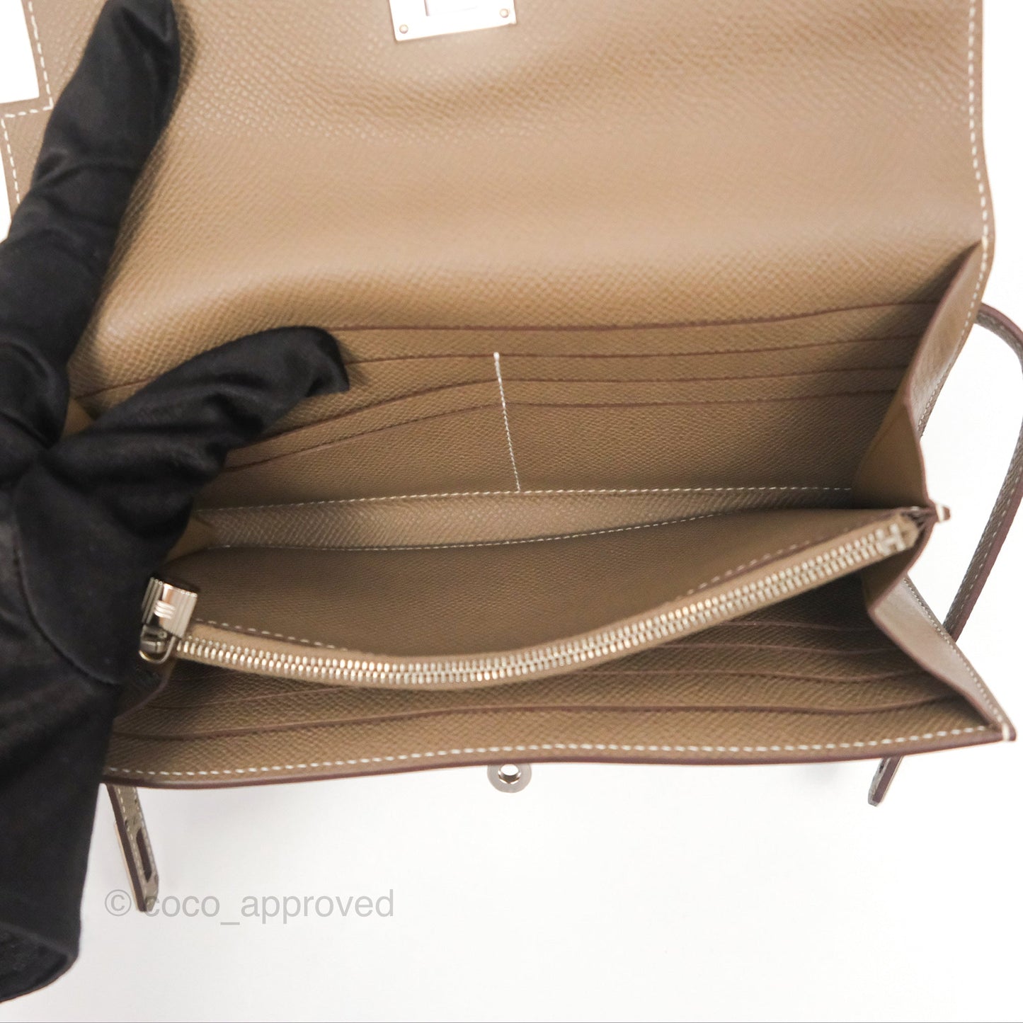 Hermès Kelly Wallet Etoupe Epsom Palladium Hardware