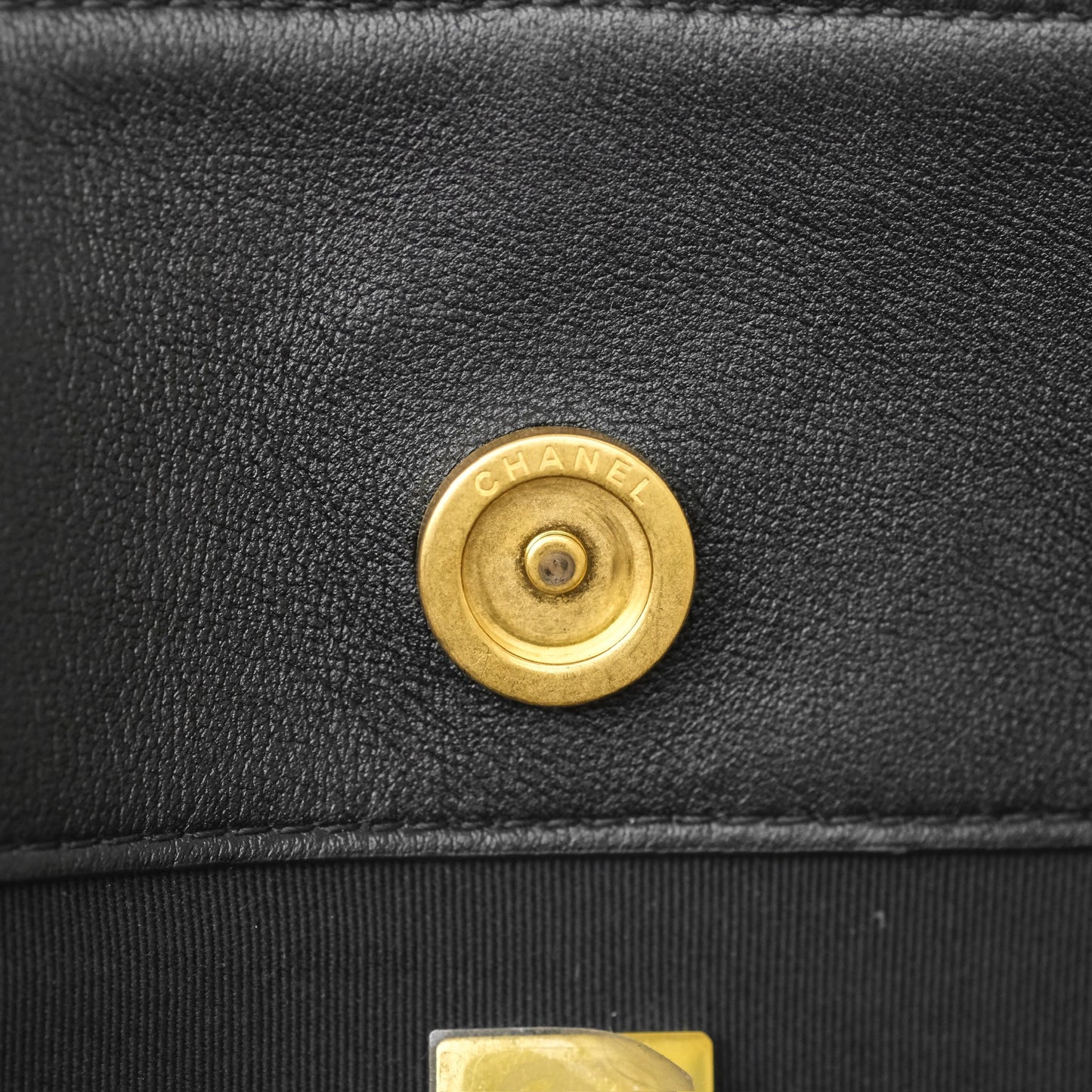 Chanel Stitched Large Shopping Bag Black Calfskin Aged Gold Hardware