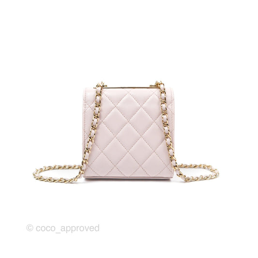 Chanel Mini Quilted Trendy CC Clutch With Chain Light Pink Lambskin Gold Hardware