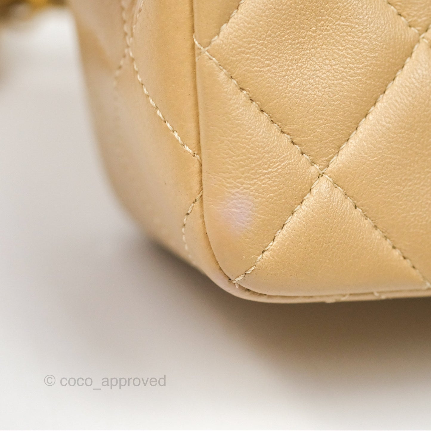Chanel Vintage Square Flap Bag Beige Lambskin 24K Gold Hardware