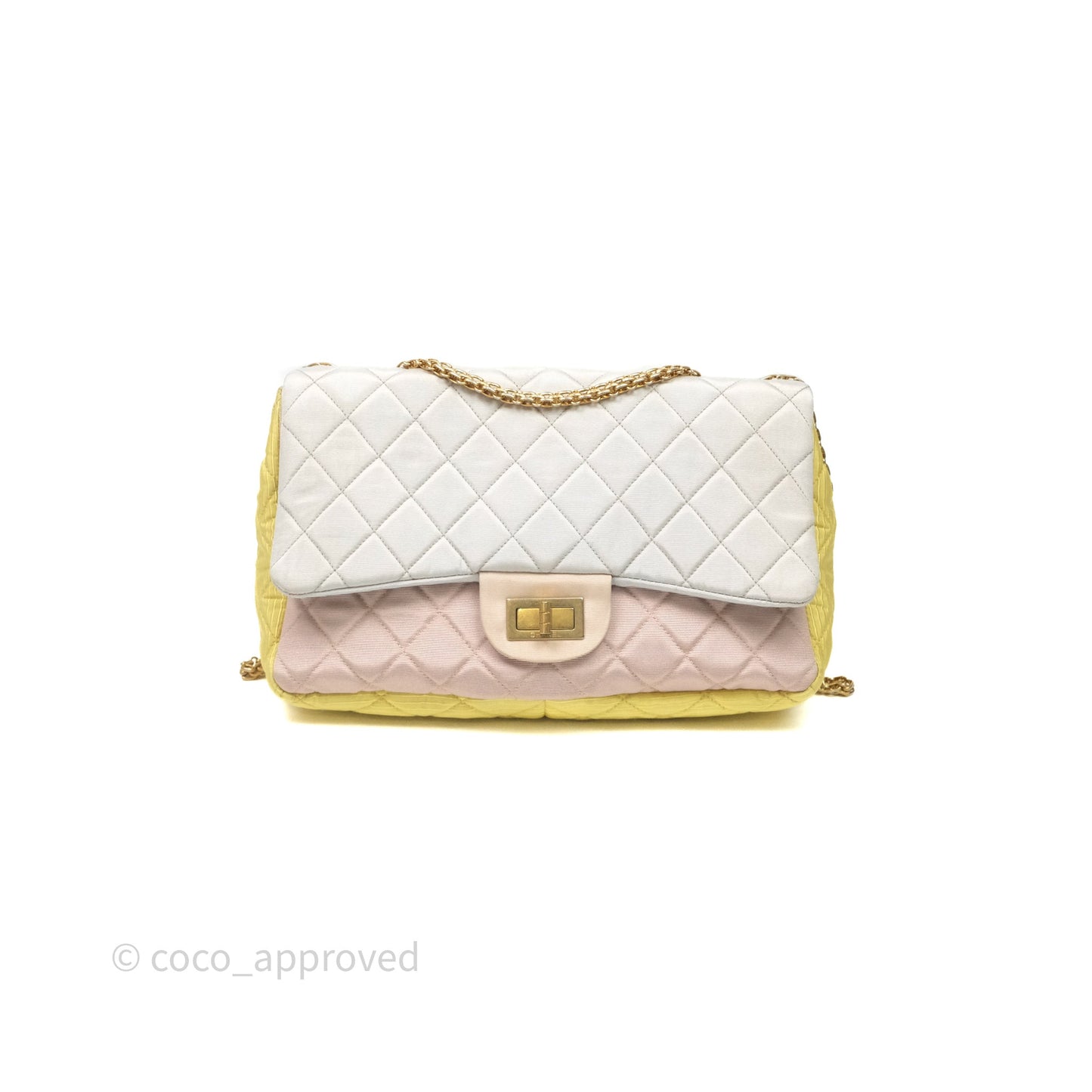 Chanel Reissue Flap Bag Tricolor Pastel Satin Aged Gold Hardware