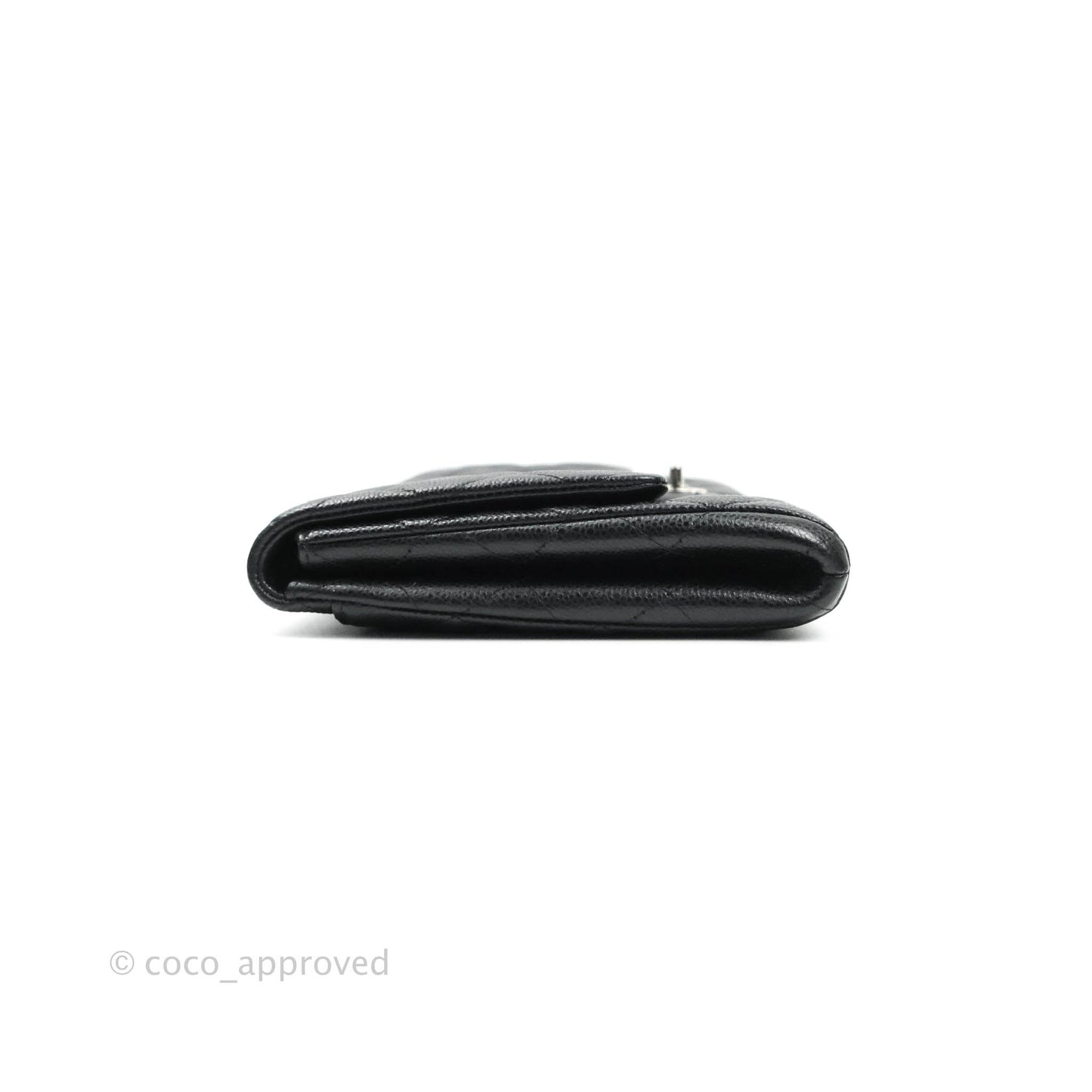 Chanel Quilted Clutch with Chain Black Caviar Silver Hardware