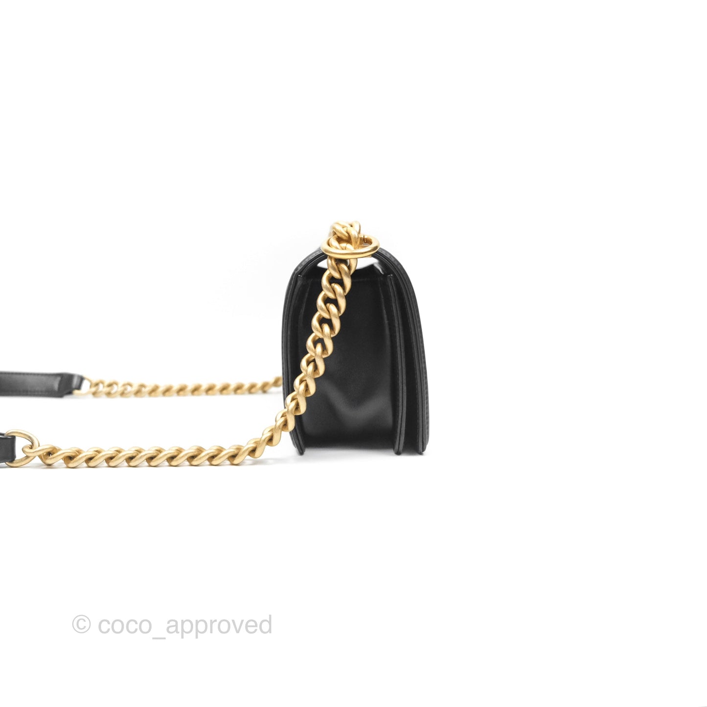 Chanel Small Boy Black Calfskin Aged Gold Hardware