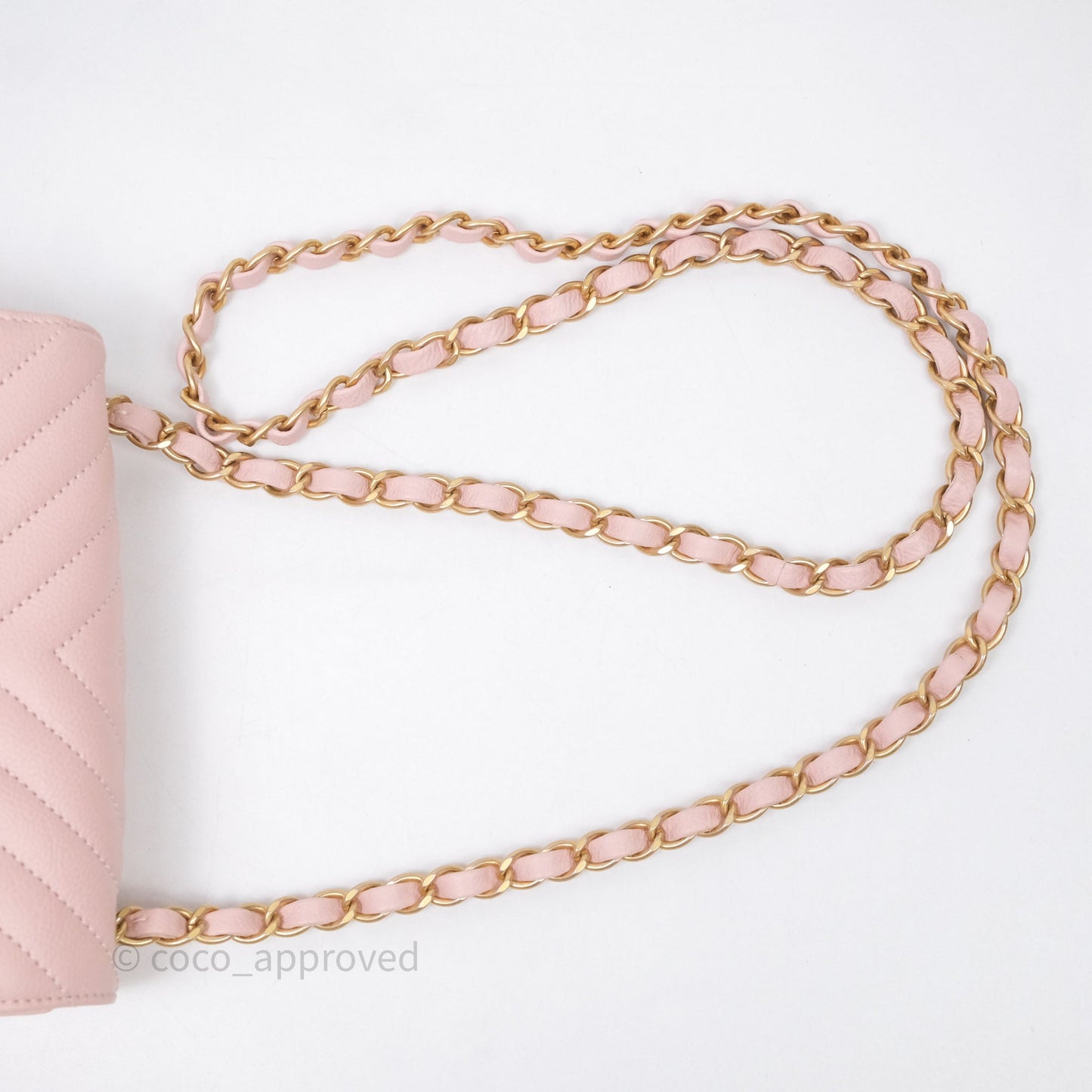 Chanel Mini Square Chevron Pink Calfskin Aged Gold Hardware