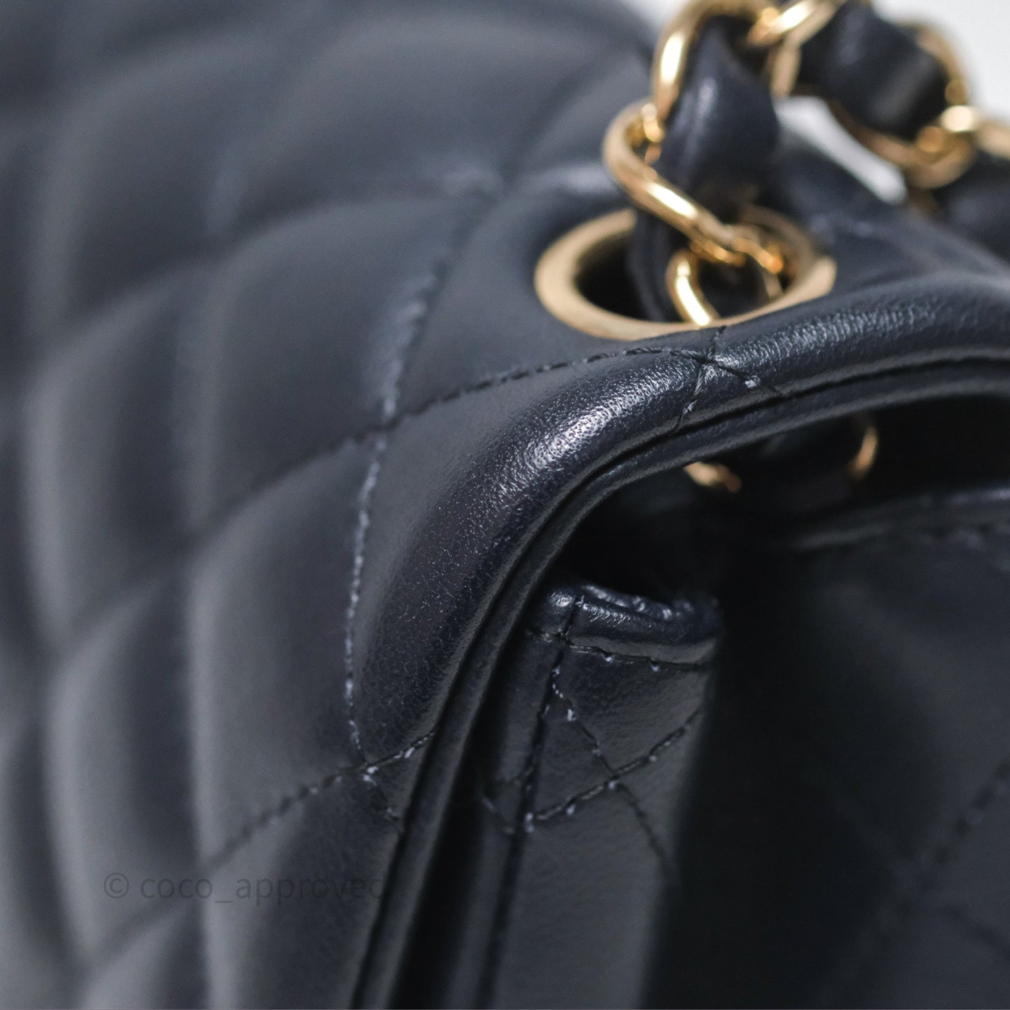 Chanel Mini Square Flap Quilted Navy Lambskin Gold Hardware